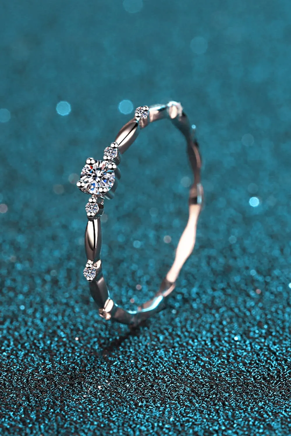 Moissanite 925 Sterling Silver Rhodium-Plated Ring, image 5