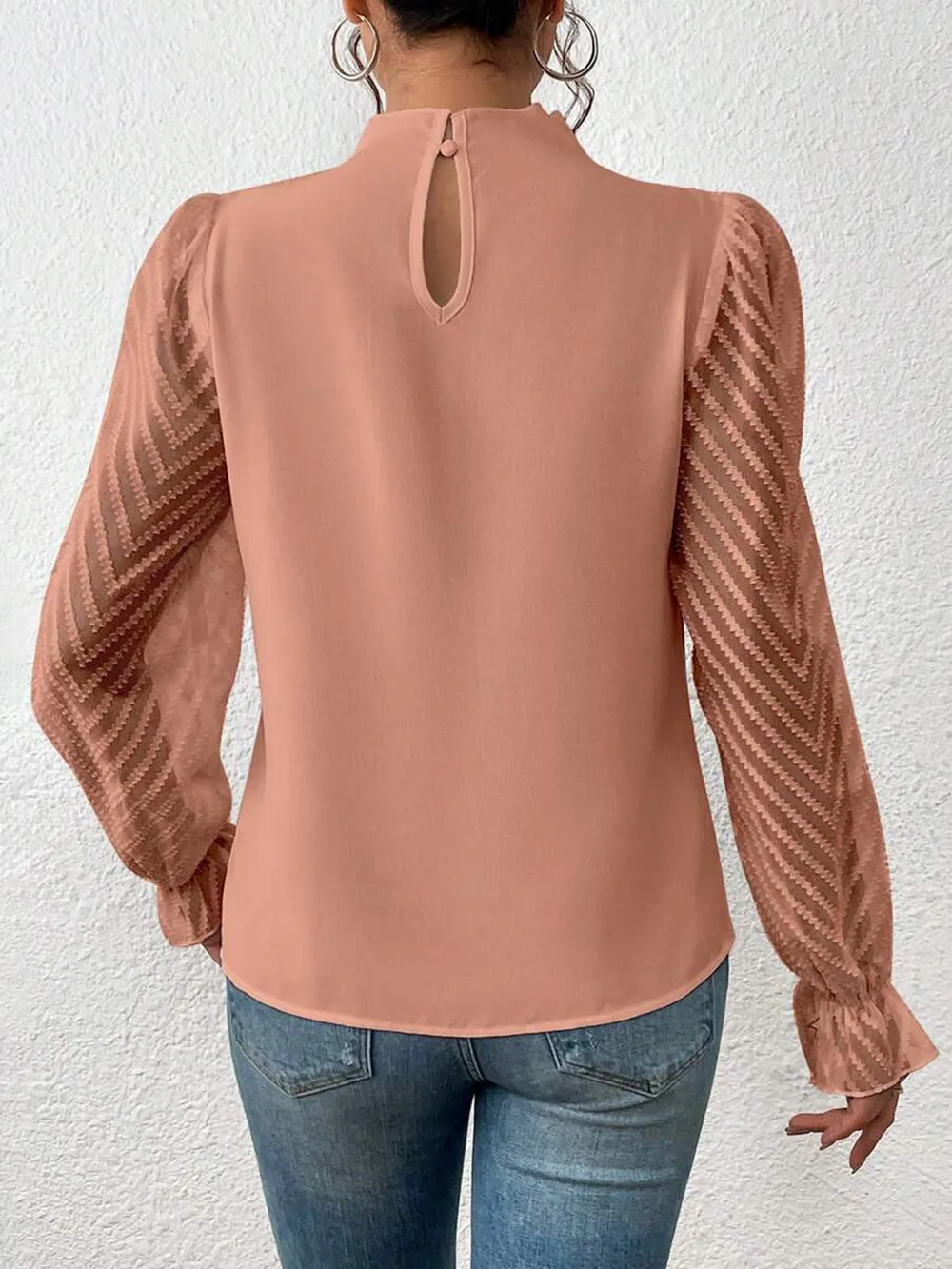 Mock Neck Flounce Sleeve Blouse, image 7