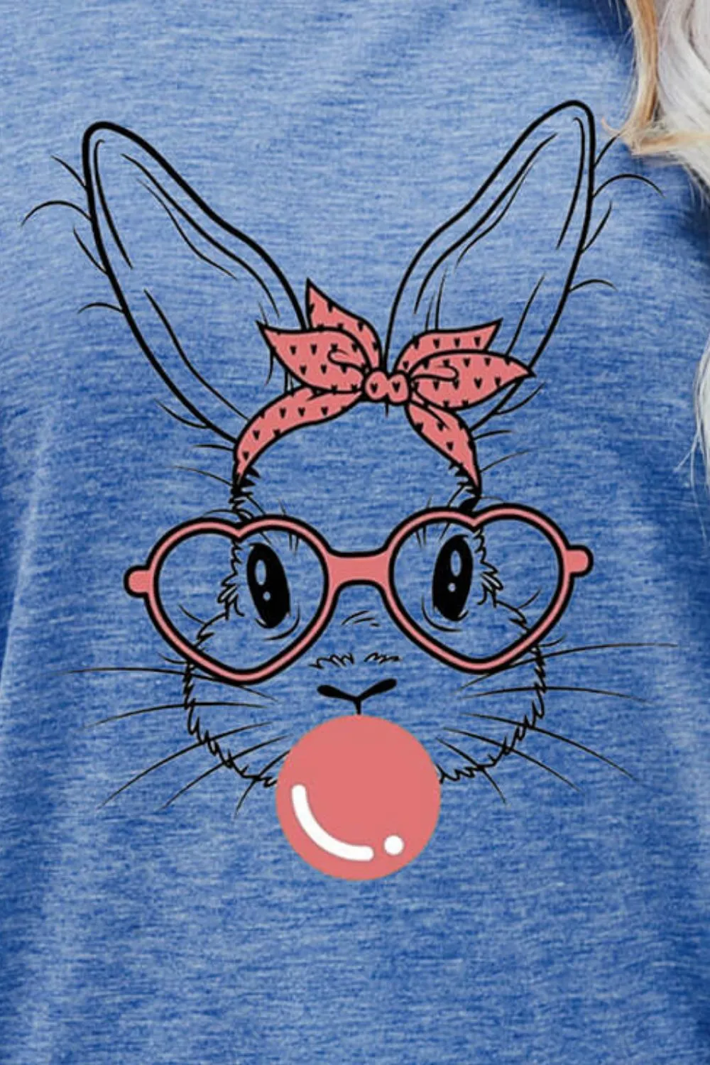Easter Bunny Graphic Round Neck T-Shirt, image 4