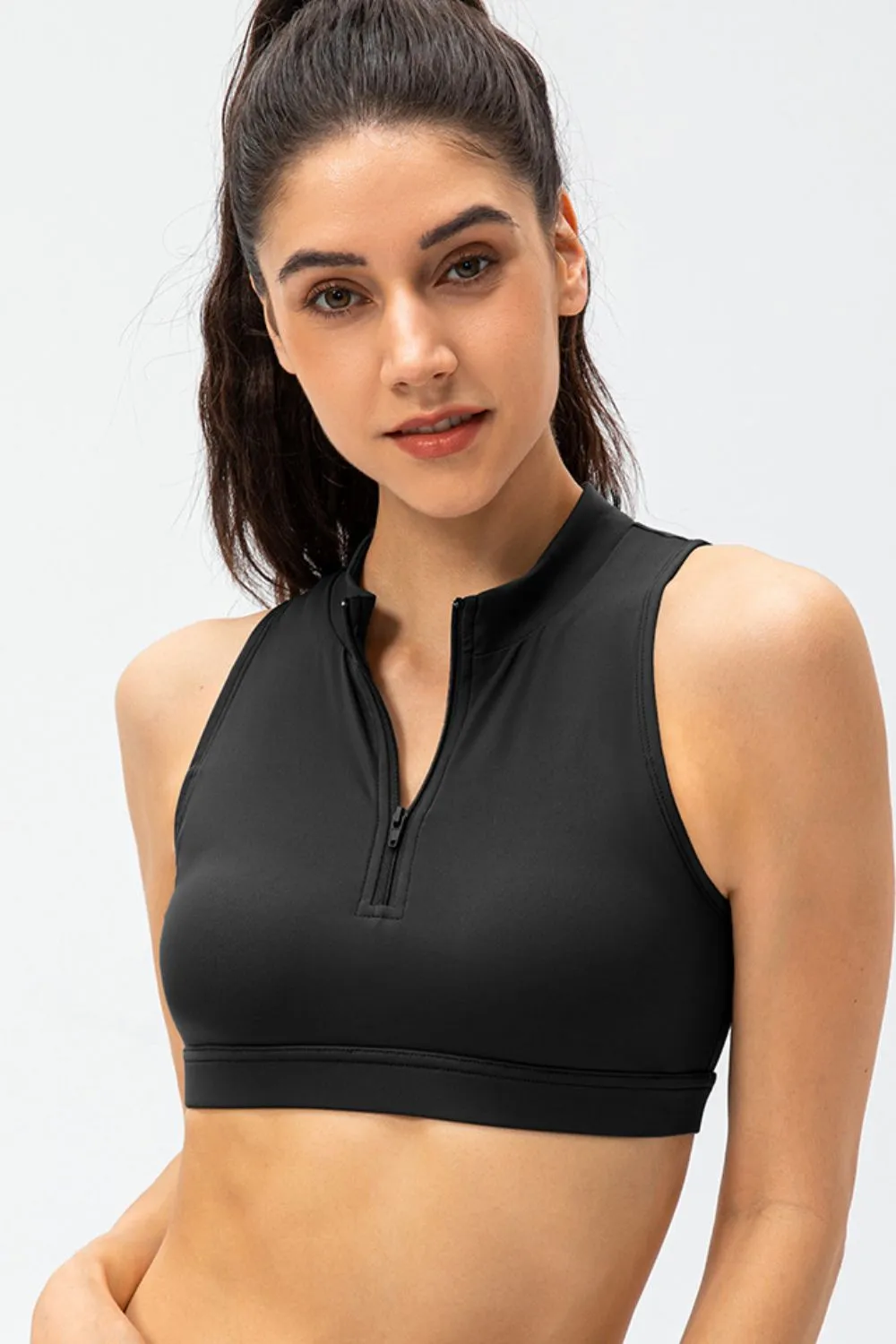 Full Size Cropped Cutout Back Zipper Front Active Tank Top, image 5