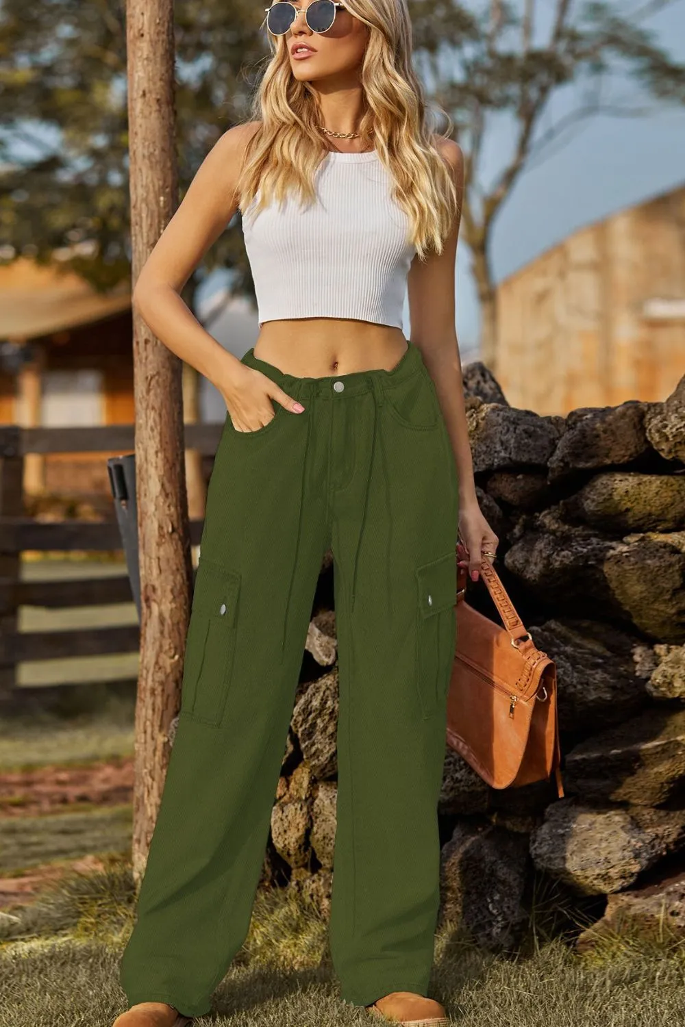 Loose Fit Drawstring Jeans with Pocket, image 14