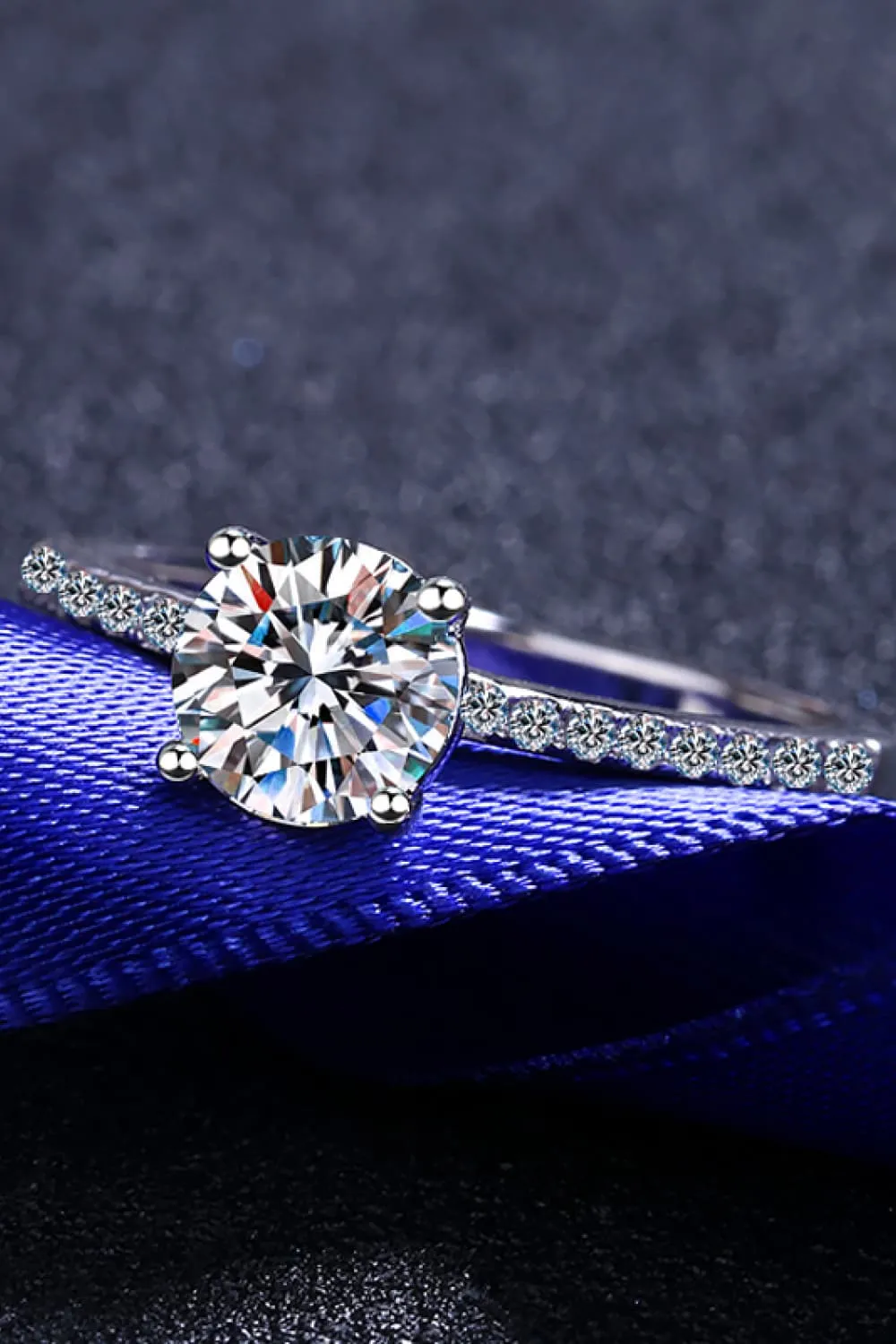 1 Carat Moissanite Rhodium-Plated Side Stone Ring, image 4