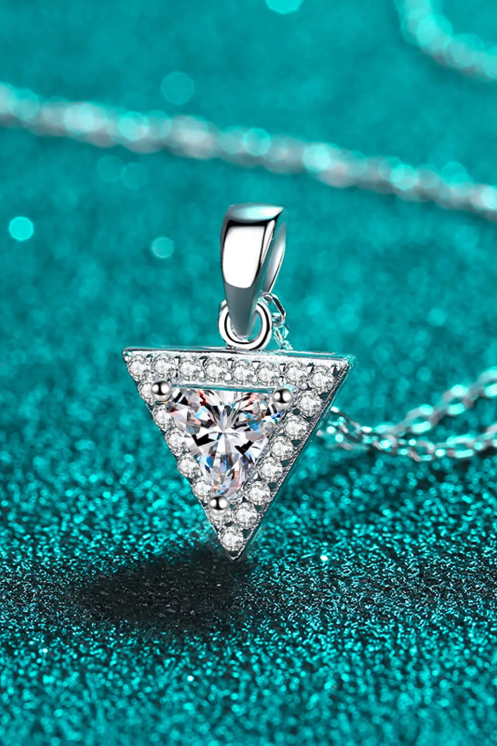 925 Sterling Silver Triangle Moissanite Pendant Necklace, image 4