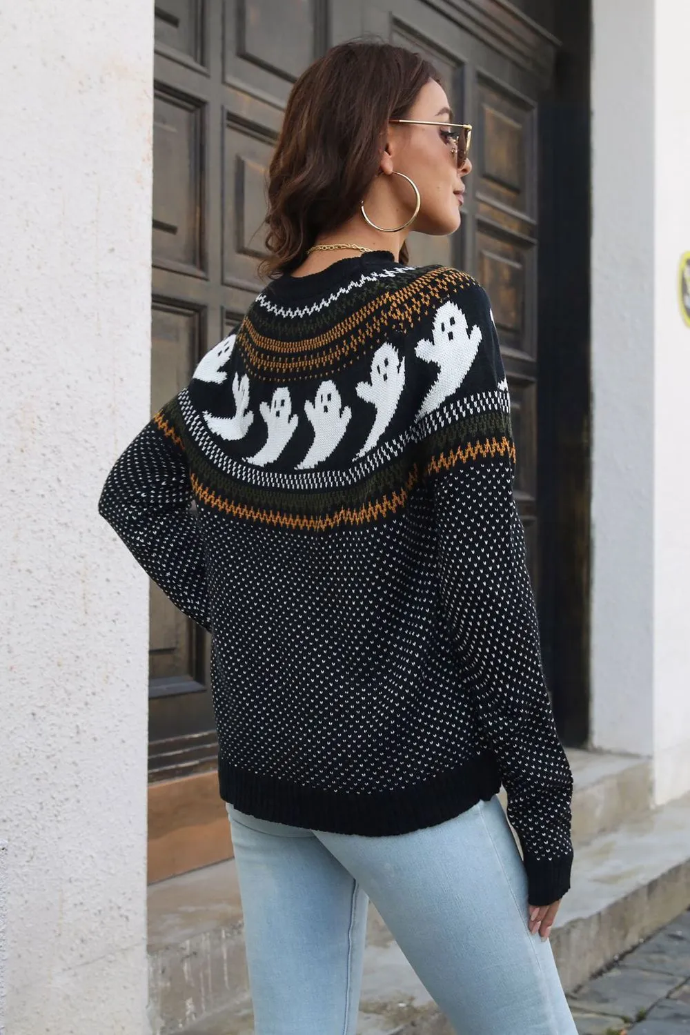 Ribbed Round Neck Long Sleeve Pullover Sweater, image 5