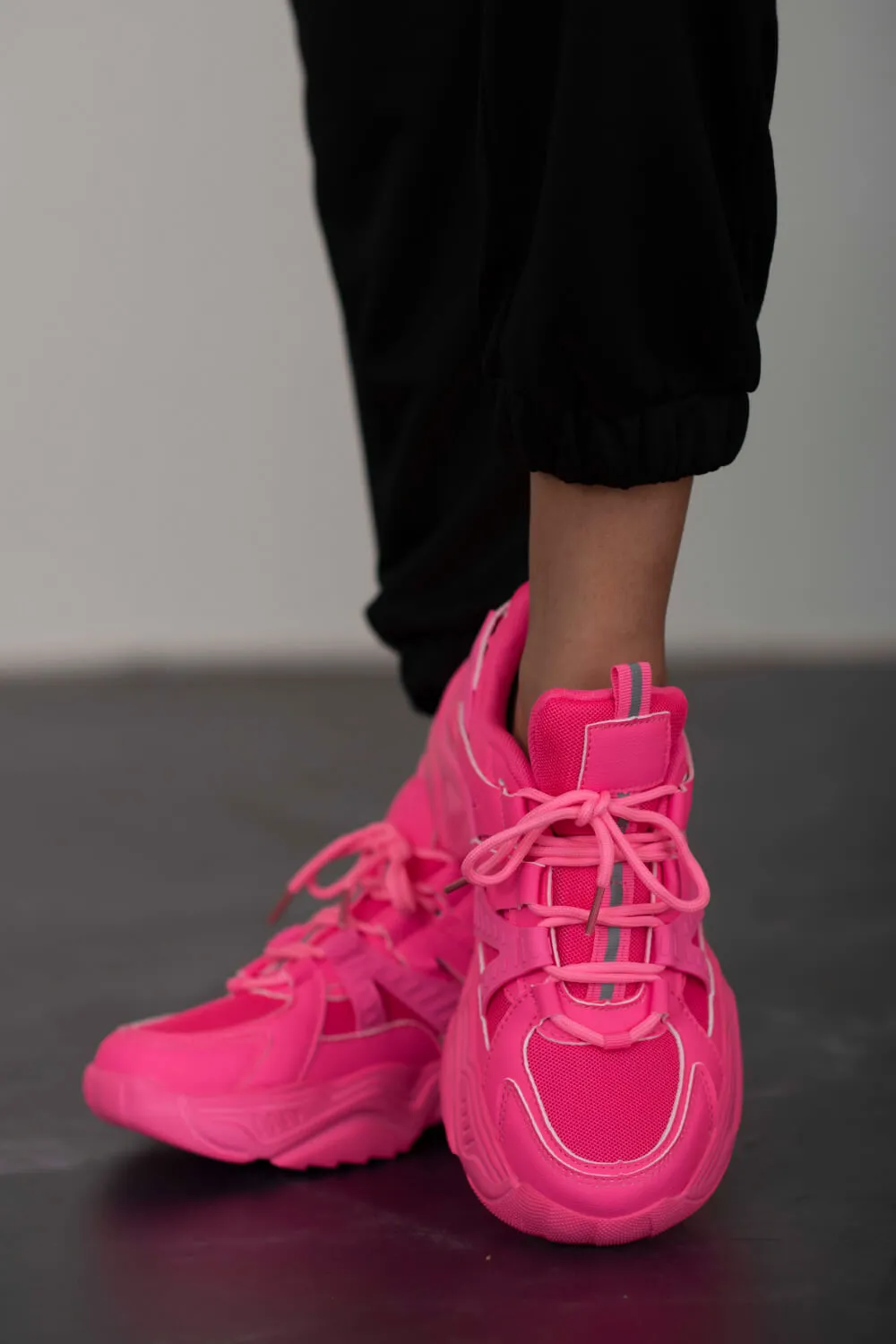 Running Late Chunky Sole Athletic Sneakers in Hot Pink, image 7