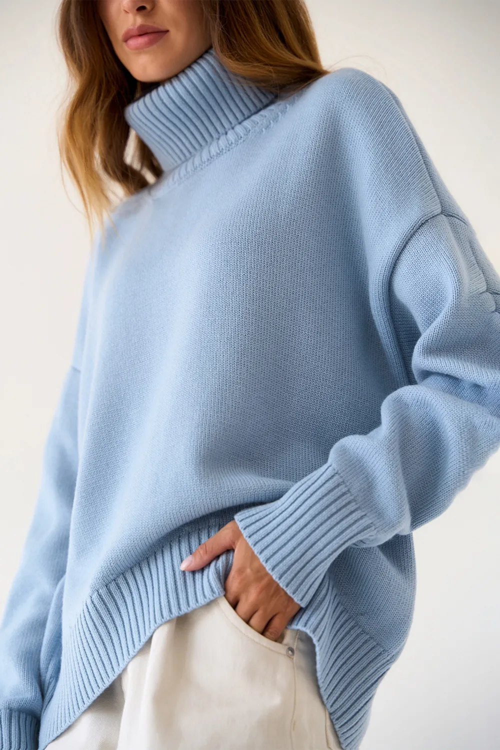 Turtle Neck Dropped Shoulder Sweater, image 5