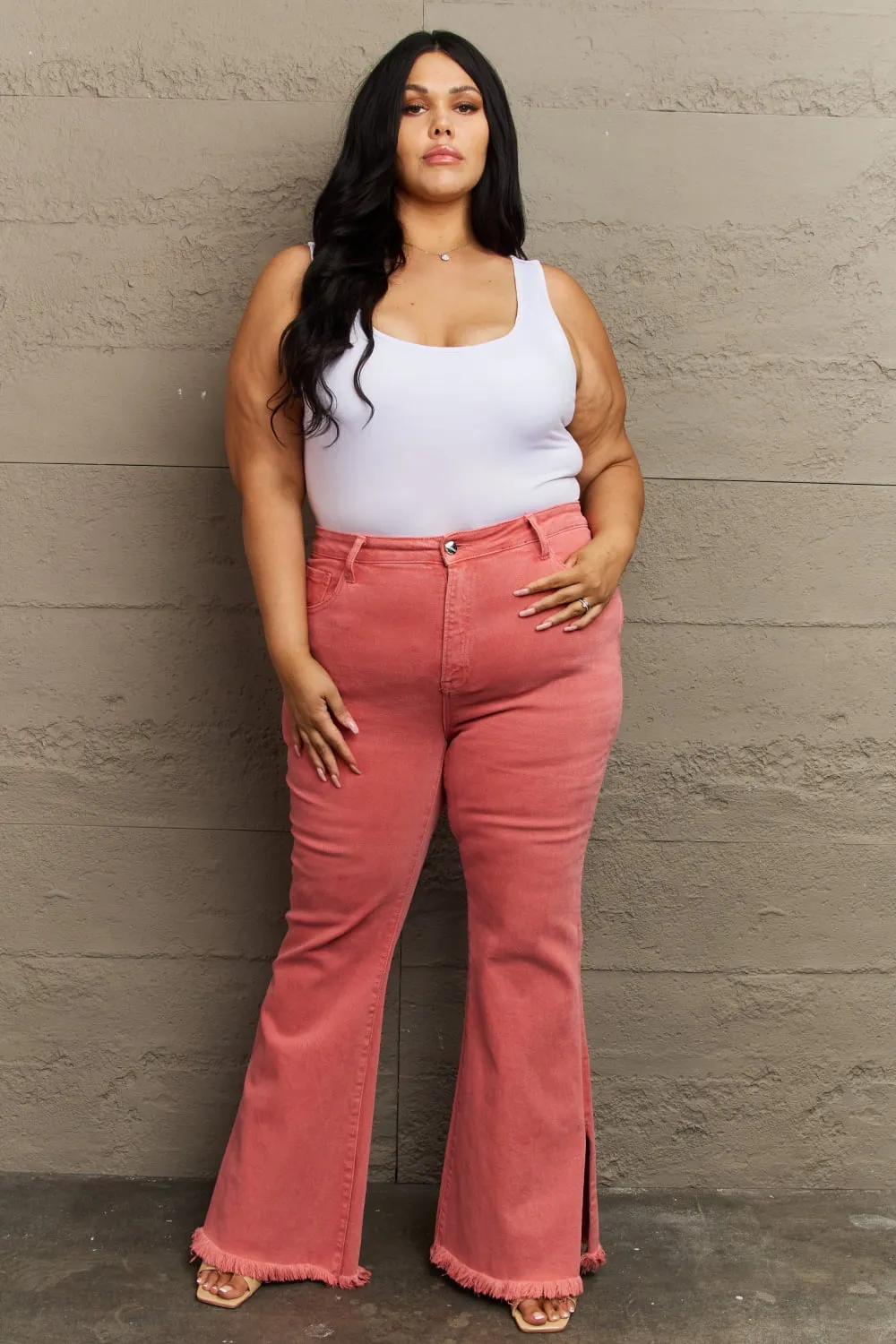 Bailey Full Size High Waist Side Slit Flare Jeans, image 4