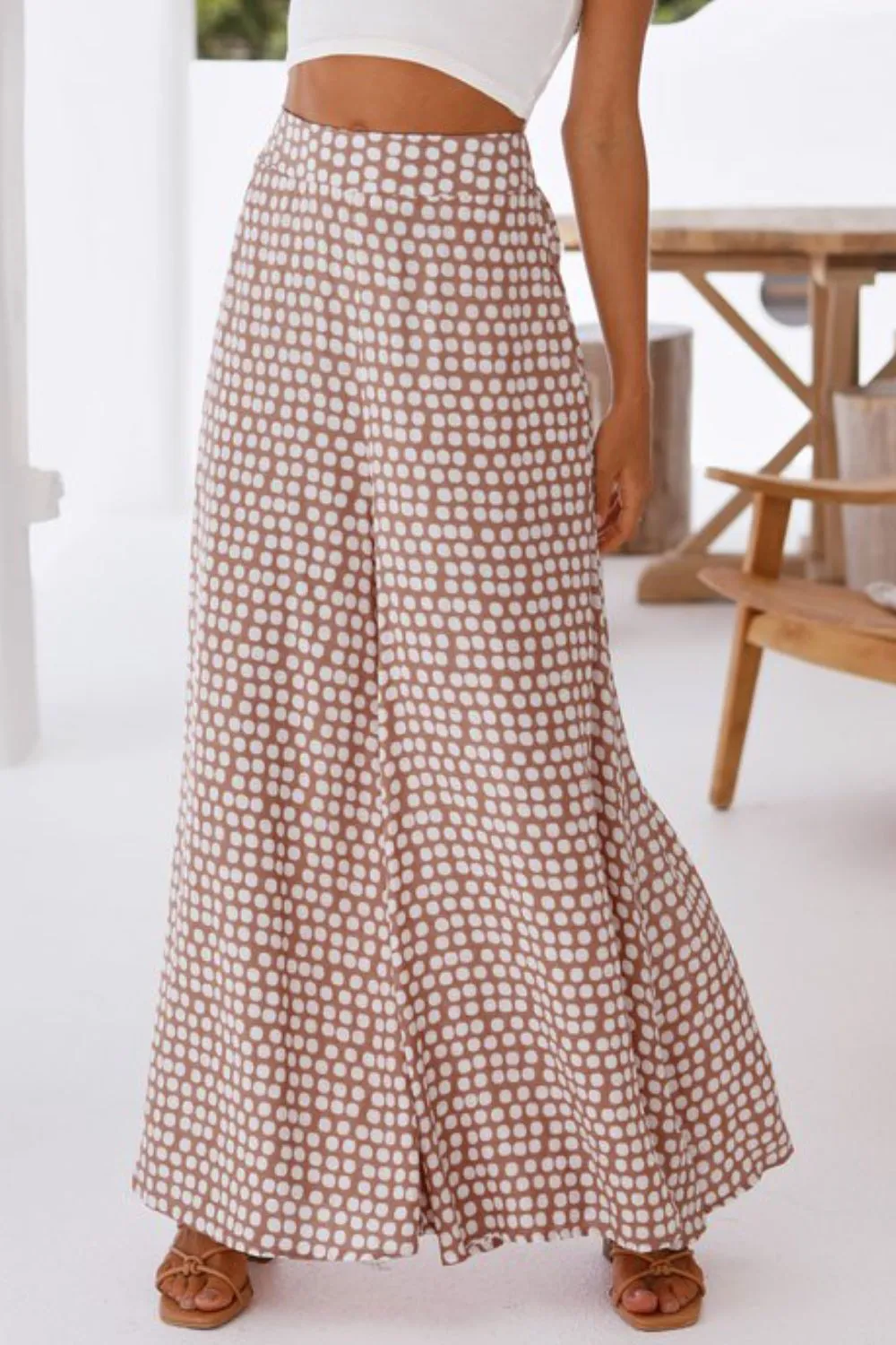 Polka Dot High Waist Wide Leg Pants with Pockets, image 6