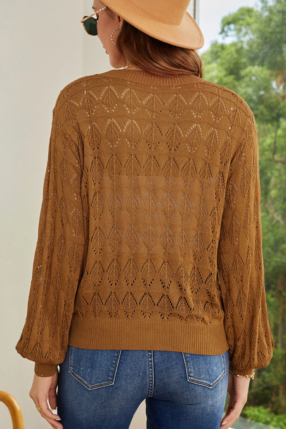 Openwork V-Neck Cardigan, image 8