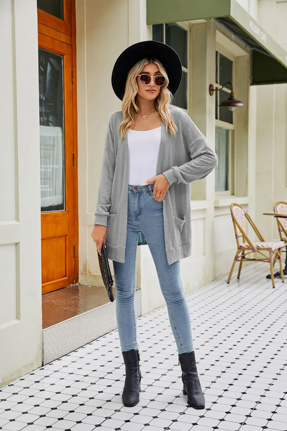 Long Sleeve Pocketed Cardigan, image 2