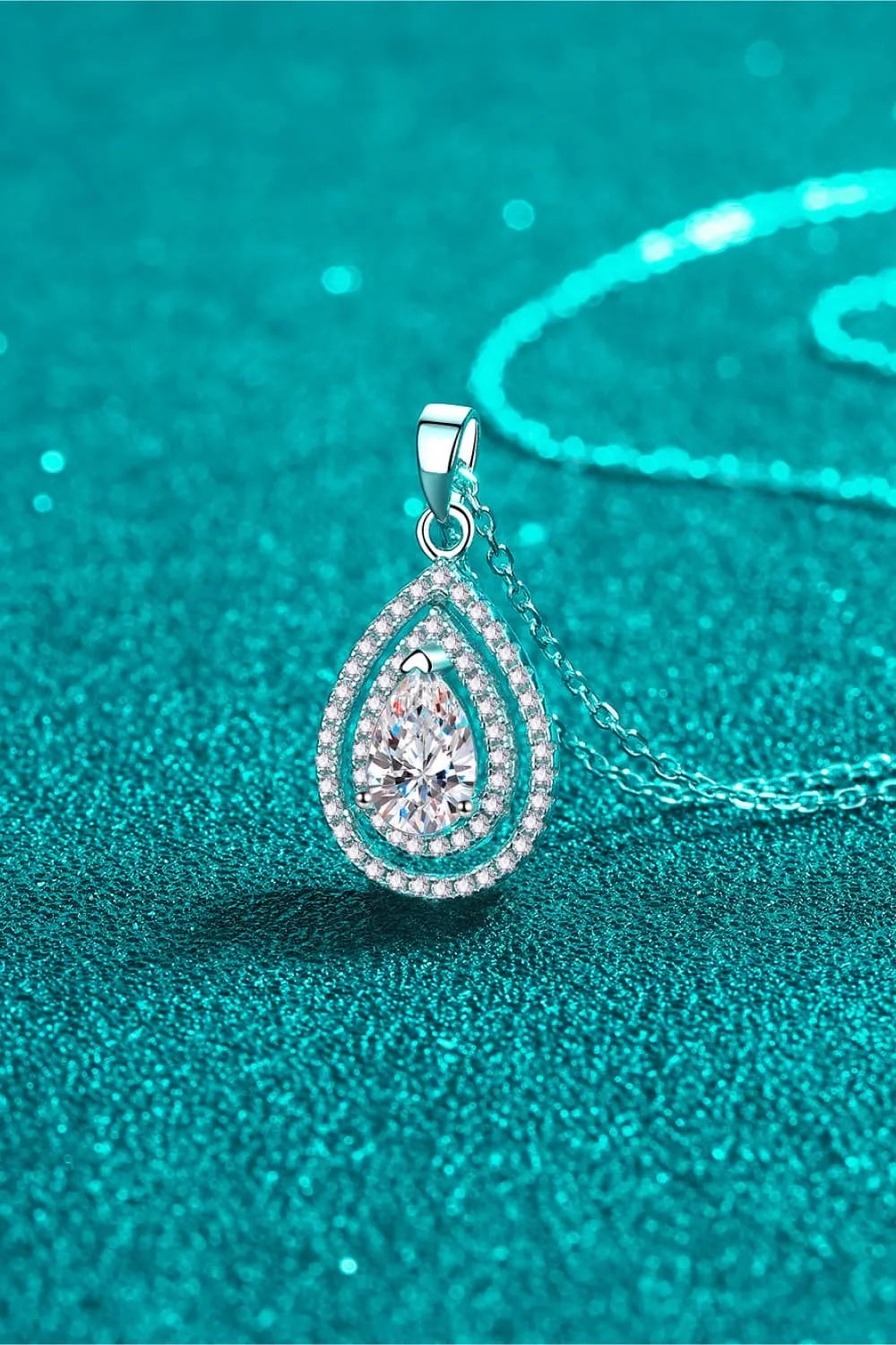 1 Carat Moissanite Teardrop Pendant Necklace, image 4