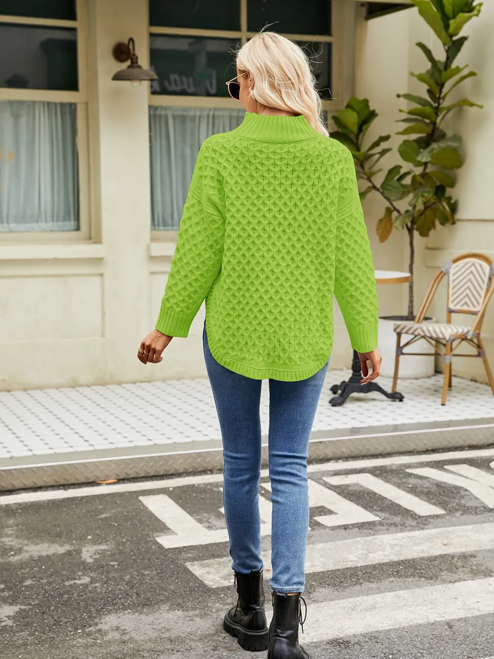 Mock Neck Slit Sweater, image 7