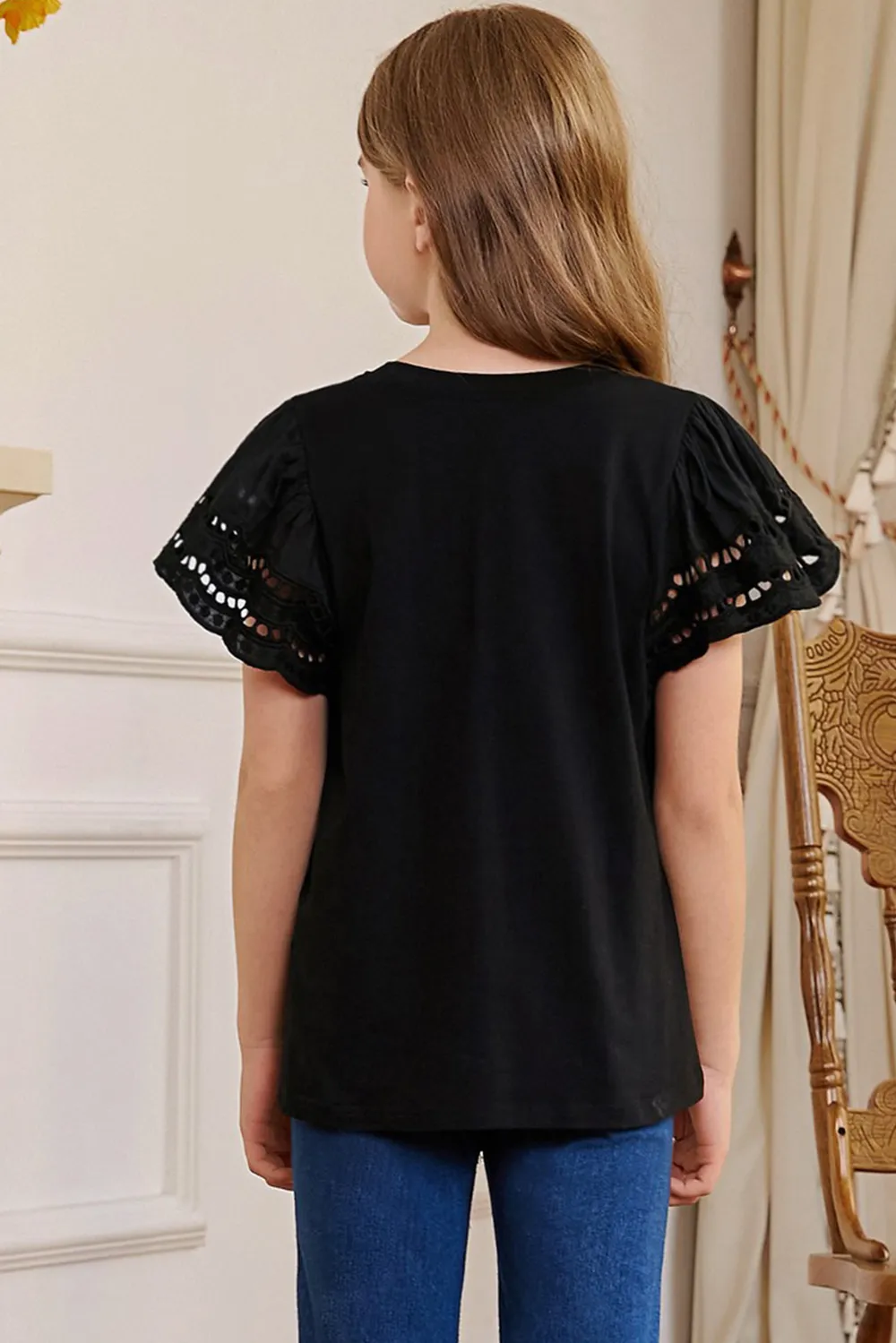 Round Neck Flutter Sleeve T-Shirt, image 5