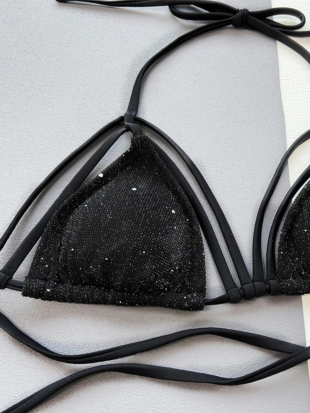 Glitter Halter Neck Strappy Two-Piece Bikini Set, image 3