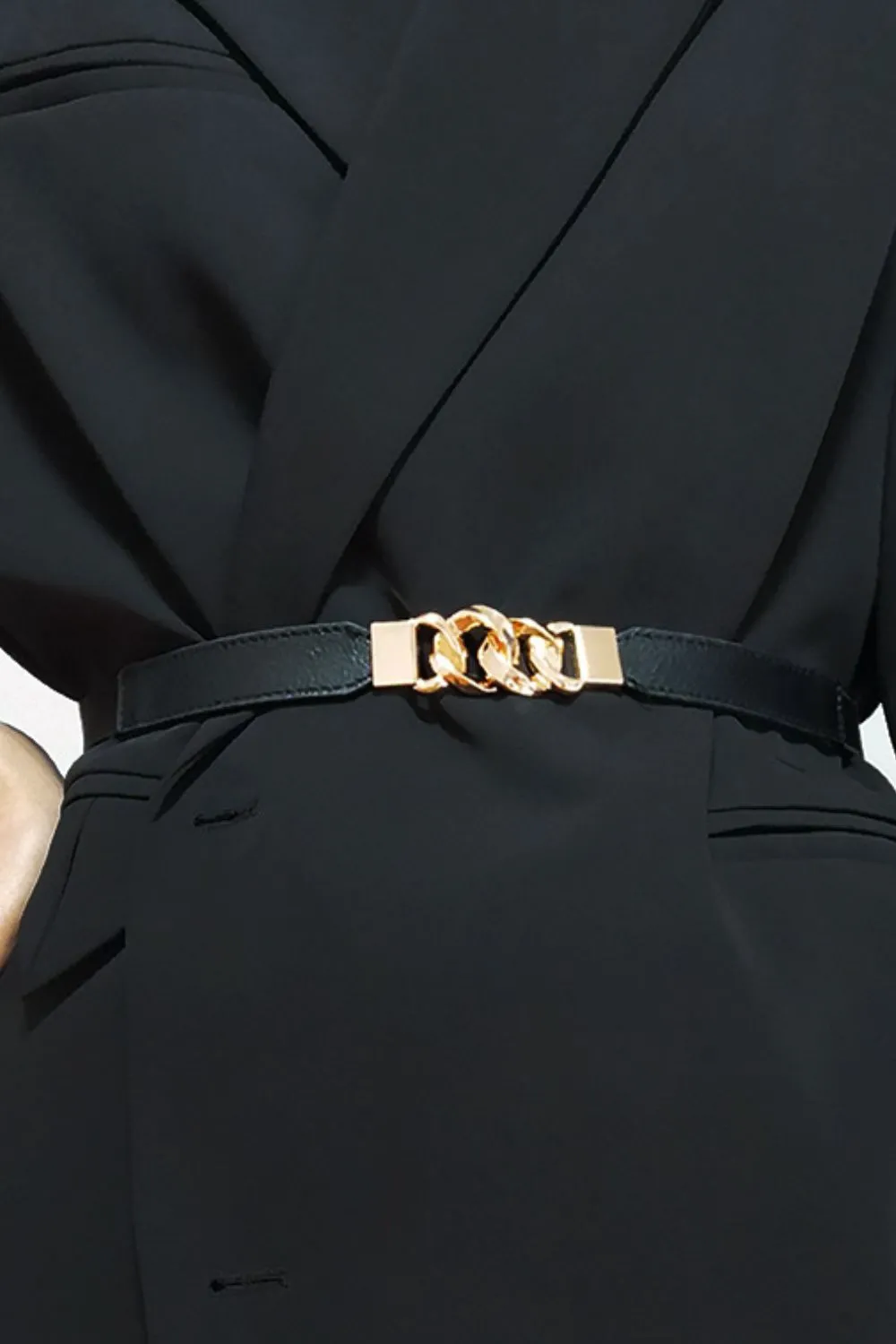 Zinc Alloy Buckle Elastic PU Belt, image 4
