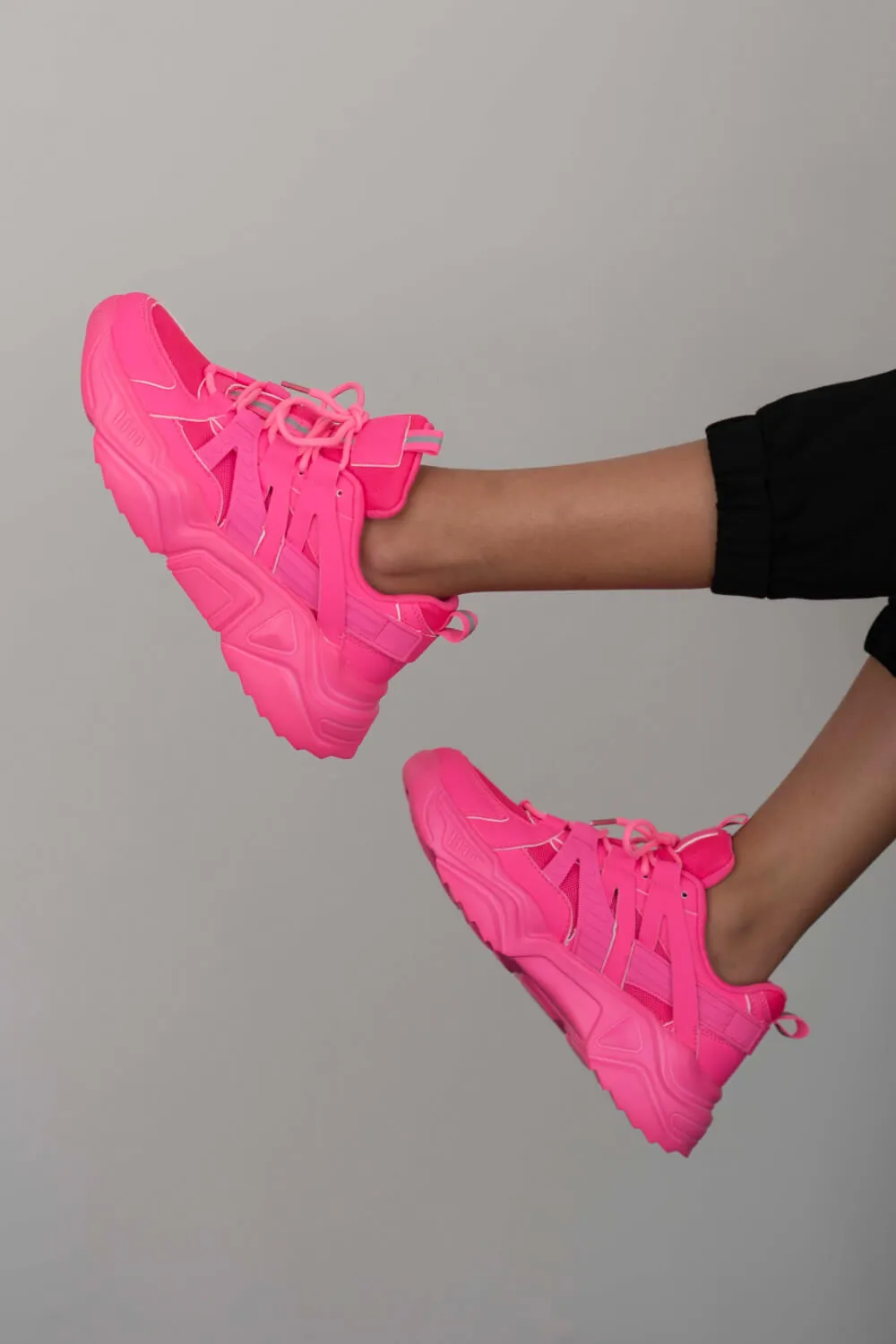 Running Late Chunky Sole Athletic Sneakers in Hot Pink, image 8