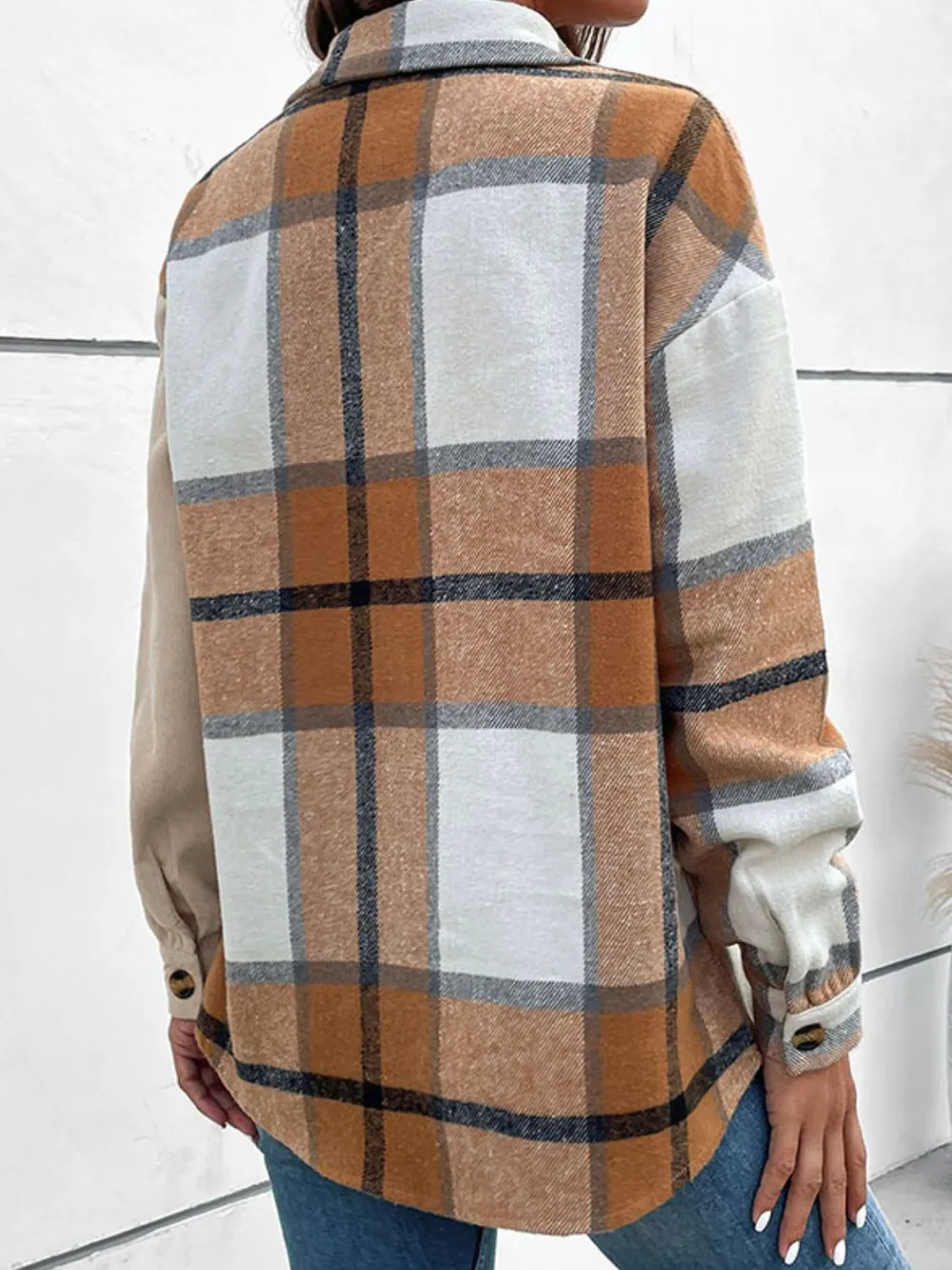 Contrast Plaid Print Dropped Shoulder Shirt, image 2