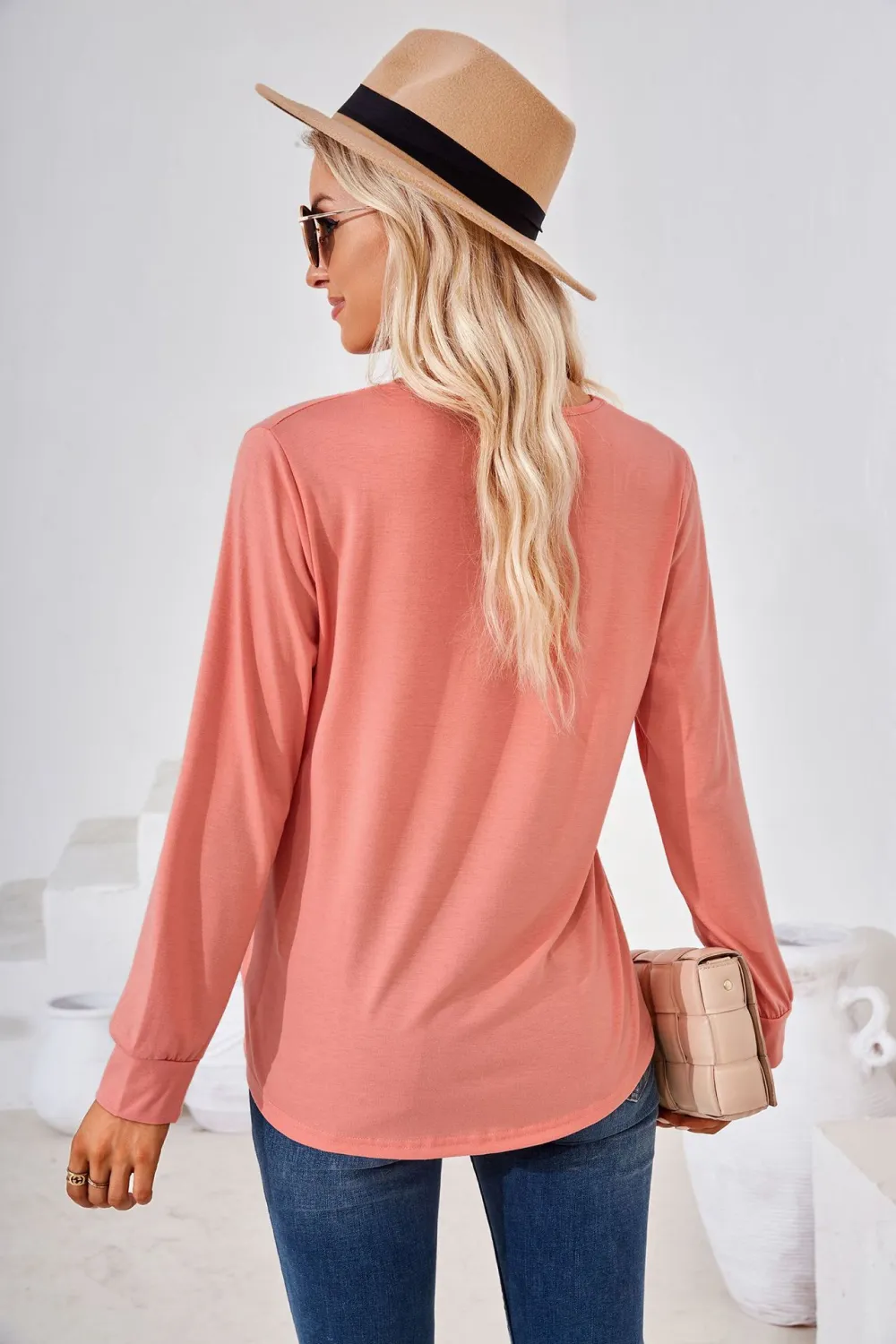 Square Neck Ruched Long Sleeve Blouse, image 9