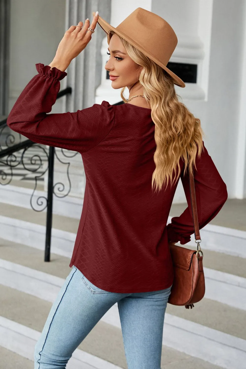 Round Neck Flounce Sleeve Blouse, image 24