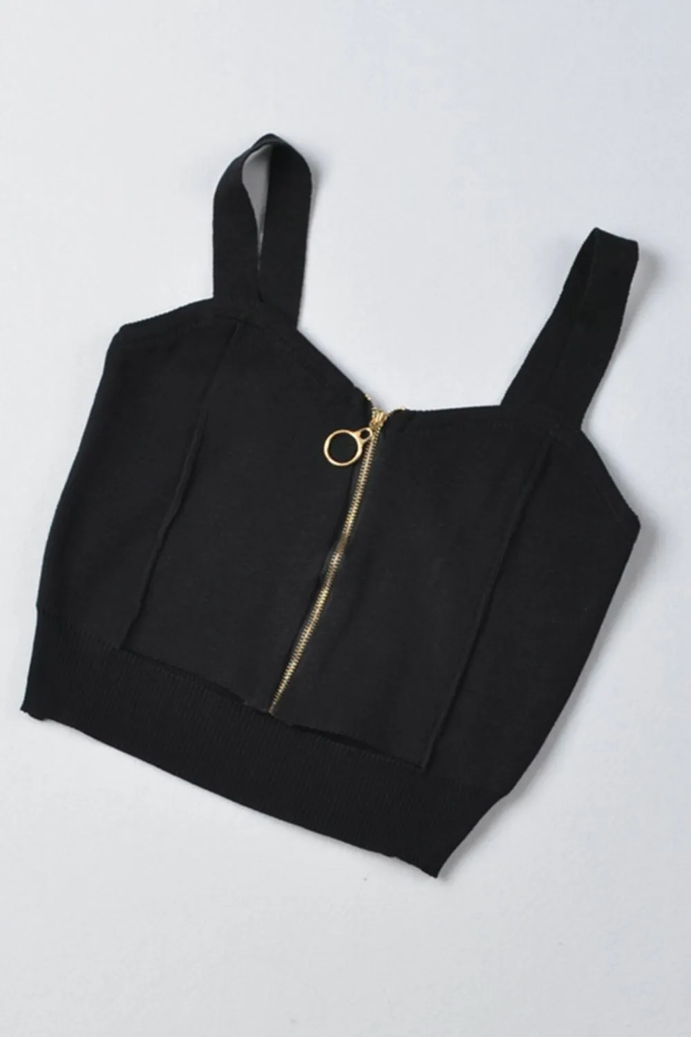Zip-Up Cutout Sleeveless Knit Top, image 7