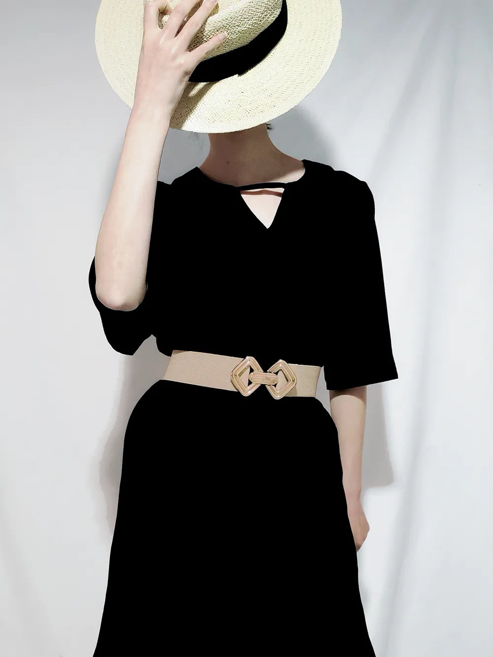 Geometric Buckle Elastic Wide Belt, image 26