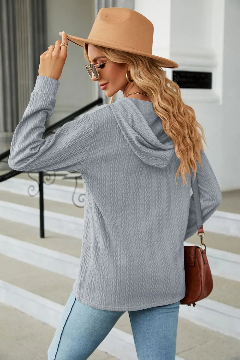 Cable-Knit Long Sleeve Hoodie, image 9