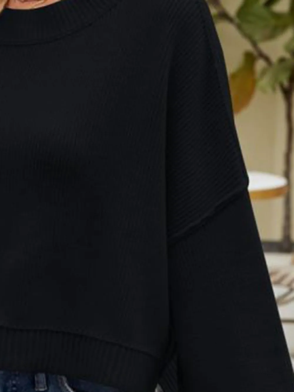 Round Neck Dropped Shoulder Sweater, image 8