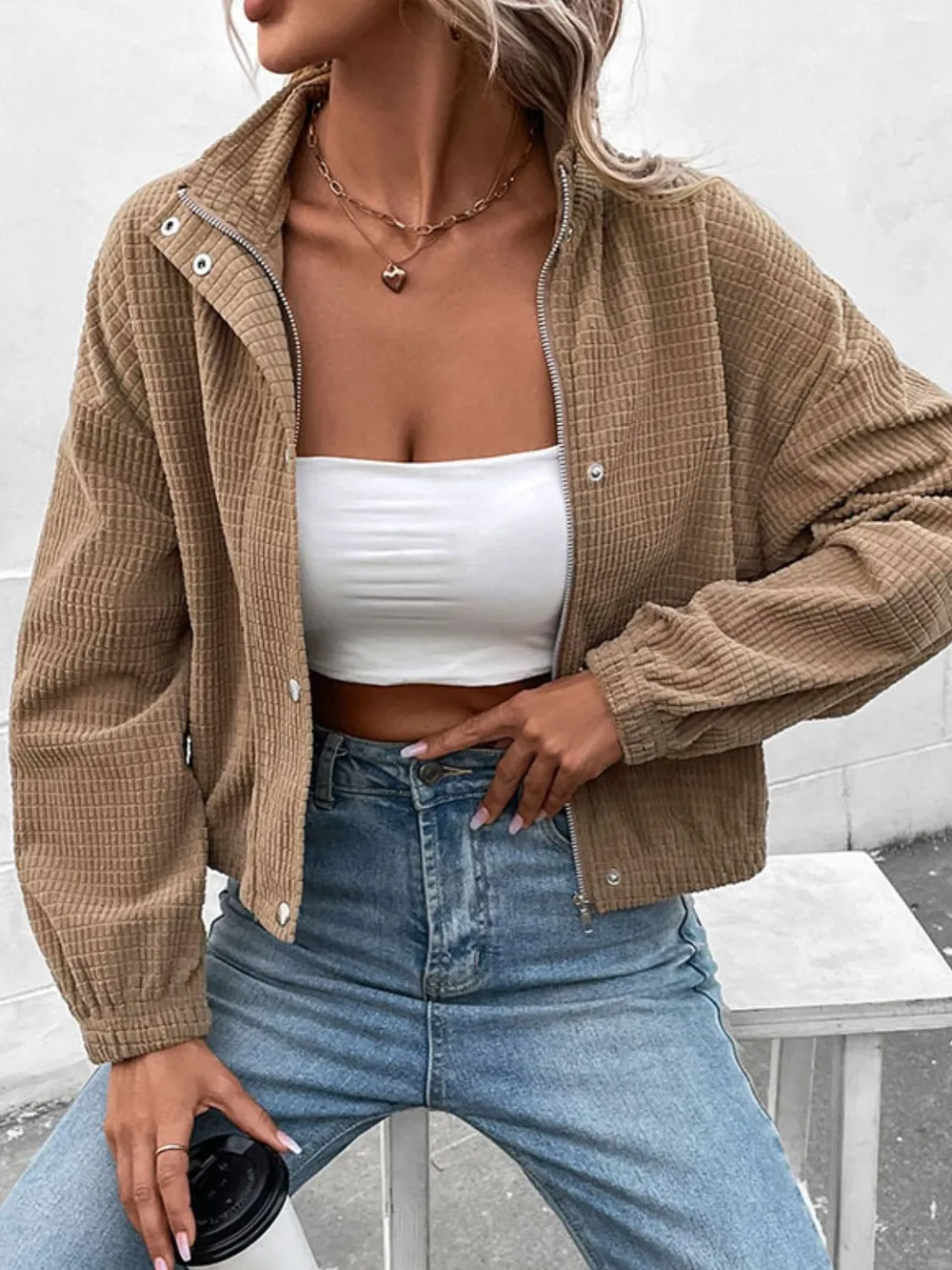 Long Sleeve Dropped Shoulder Jacket, image 2