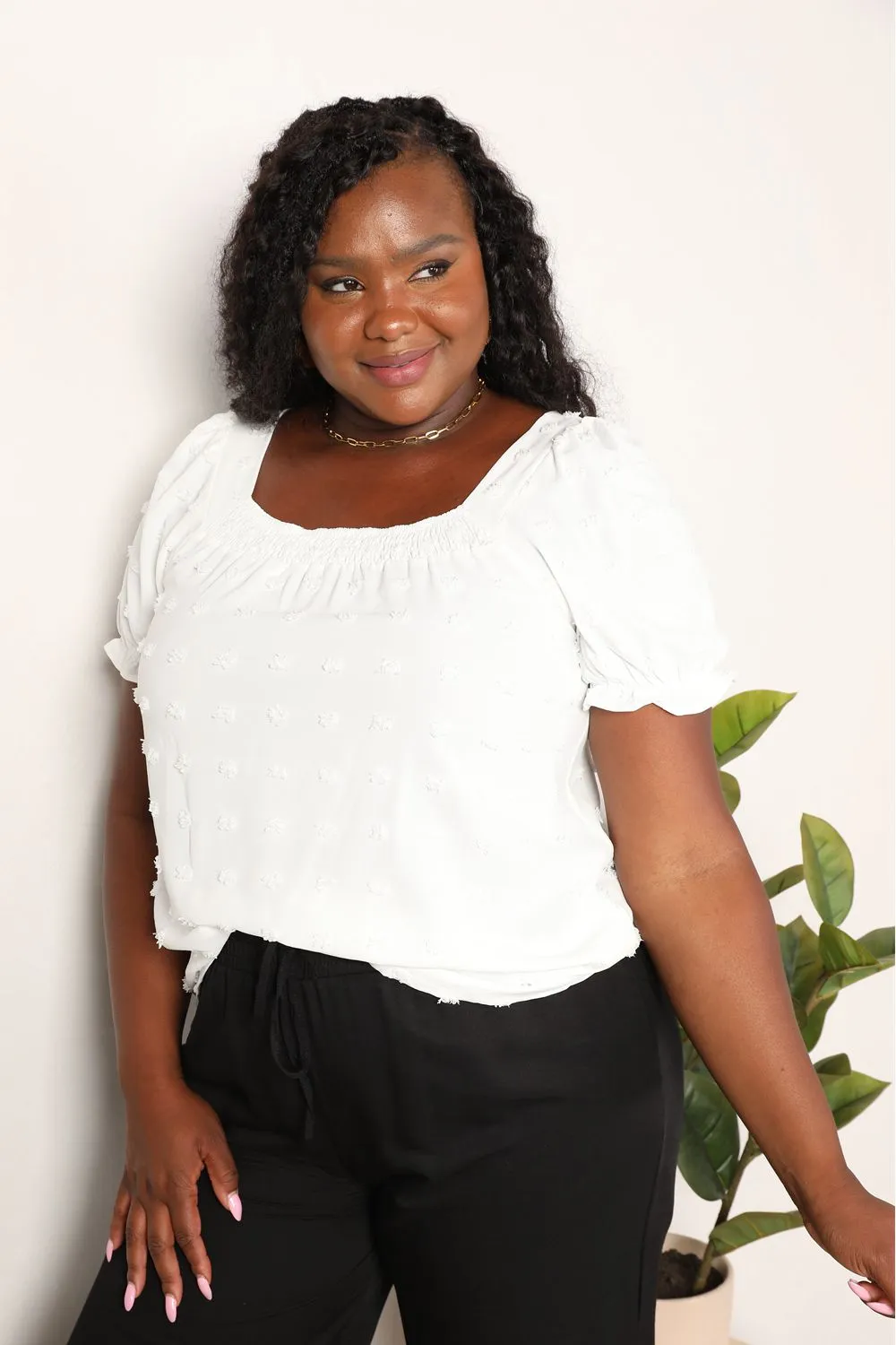 Swiss Dot Puff Sleeve Square Neck Blouse, image 7