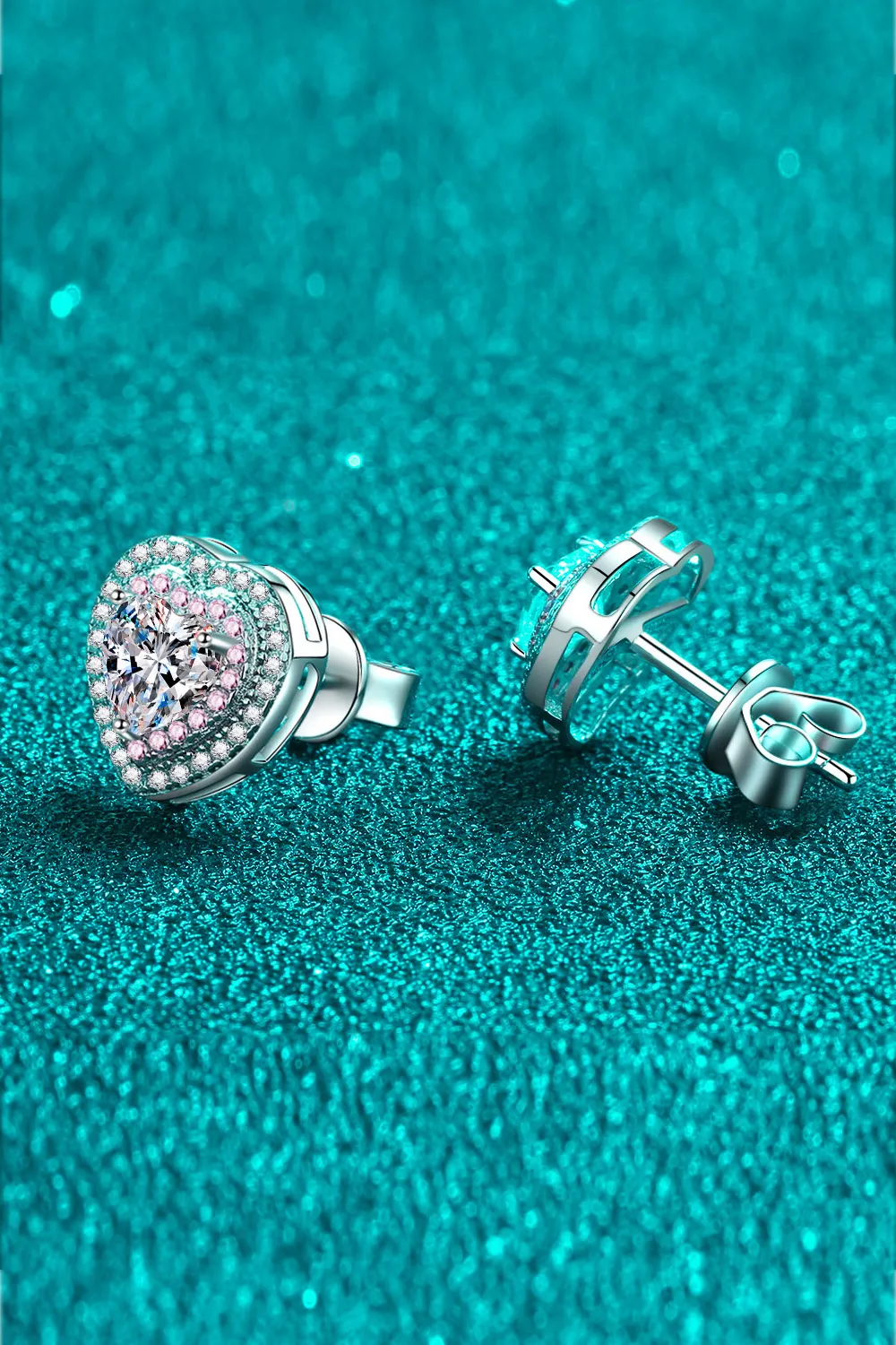 Moissanite Heart-Shaped Stud Earrings, image 5
