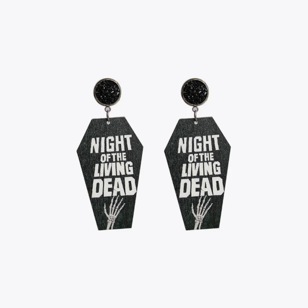 Coffin Shape Wooden Dangle Earrings, image 2
