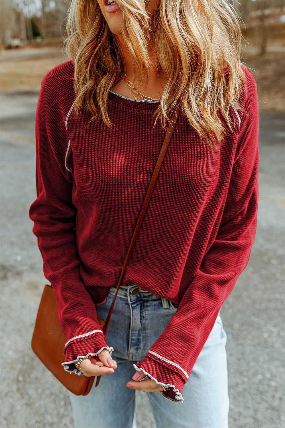 Round Neck Long Sleeve Sweater, image 3