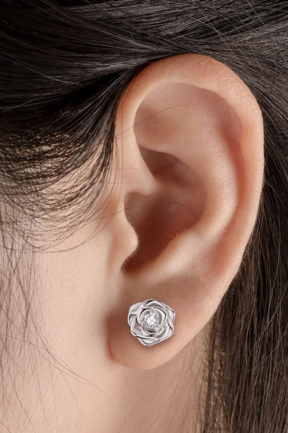Moissanite Flower 925 Sterling Silver Earrings, image 9