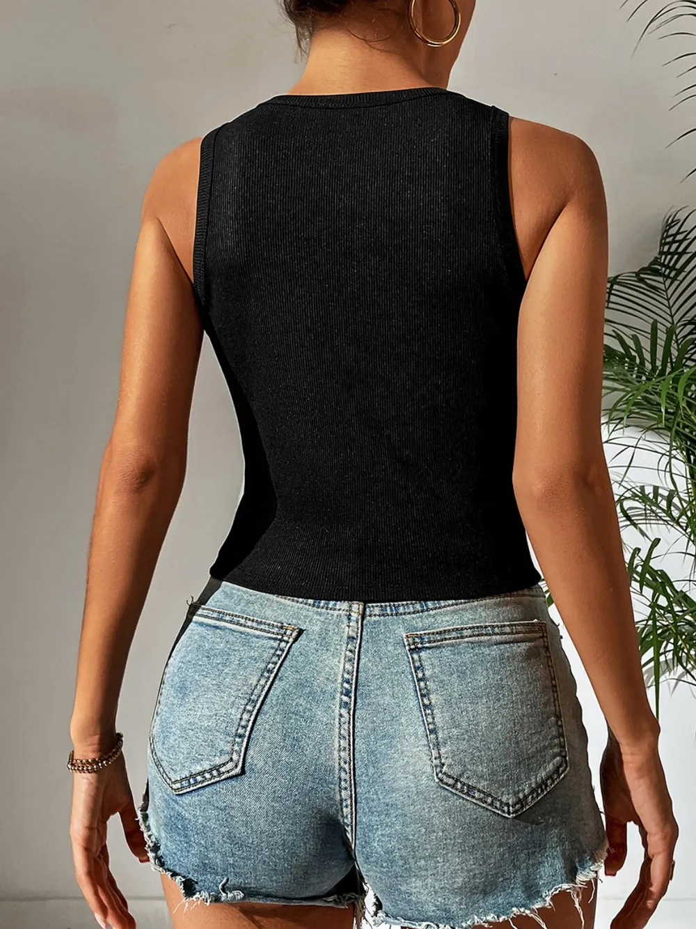 Leopard Cutout Round Neck Tank, image 2