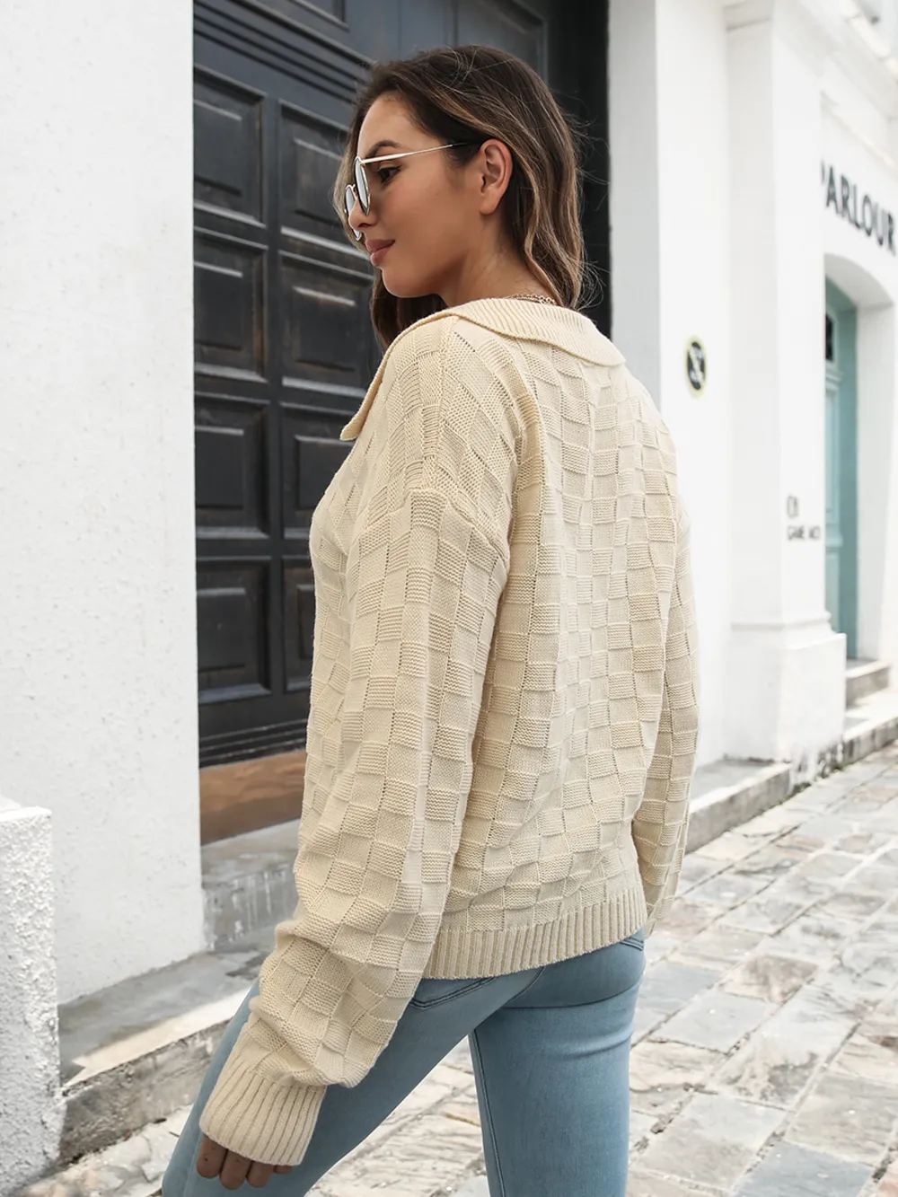 Johnny Collar Dropped Shoulder Sweater, image 6