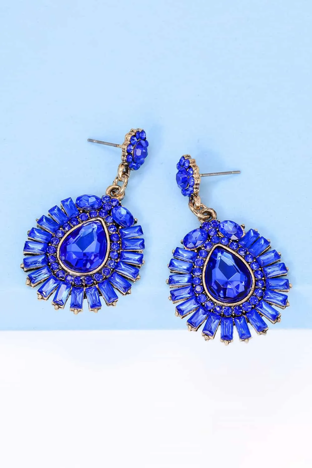 Teardrop Shape Glass Stone Dangle Earrings, image 8