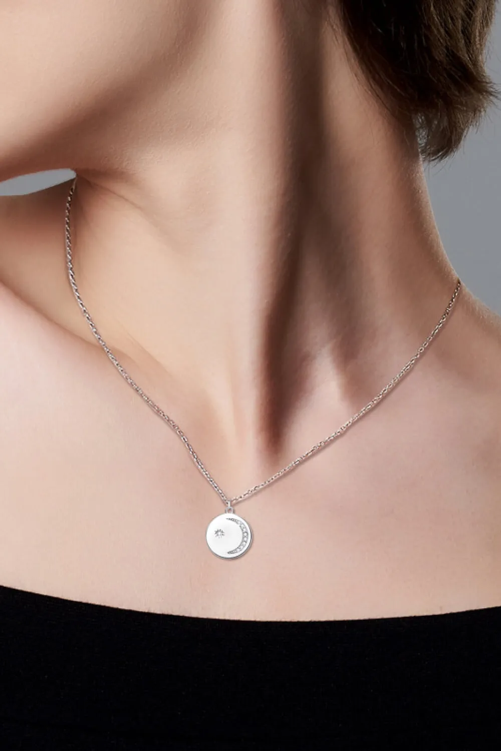 Moissanite Round Pendant Necklace, image 2