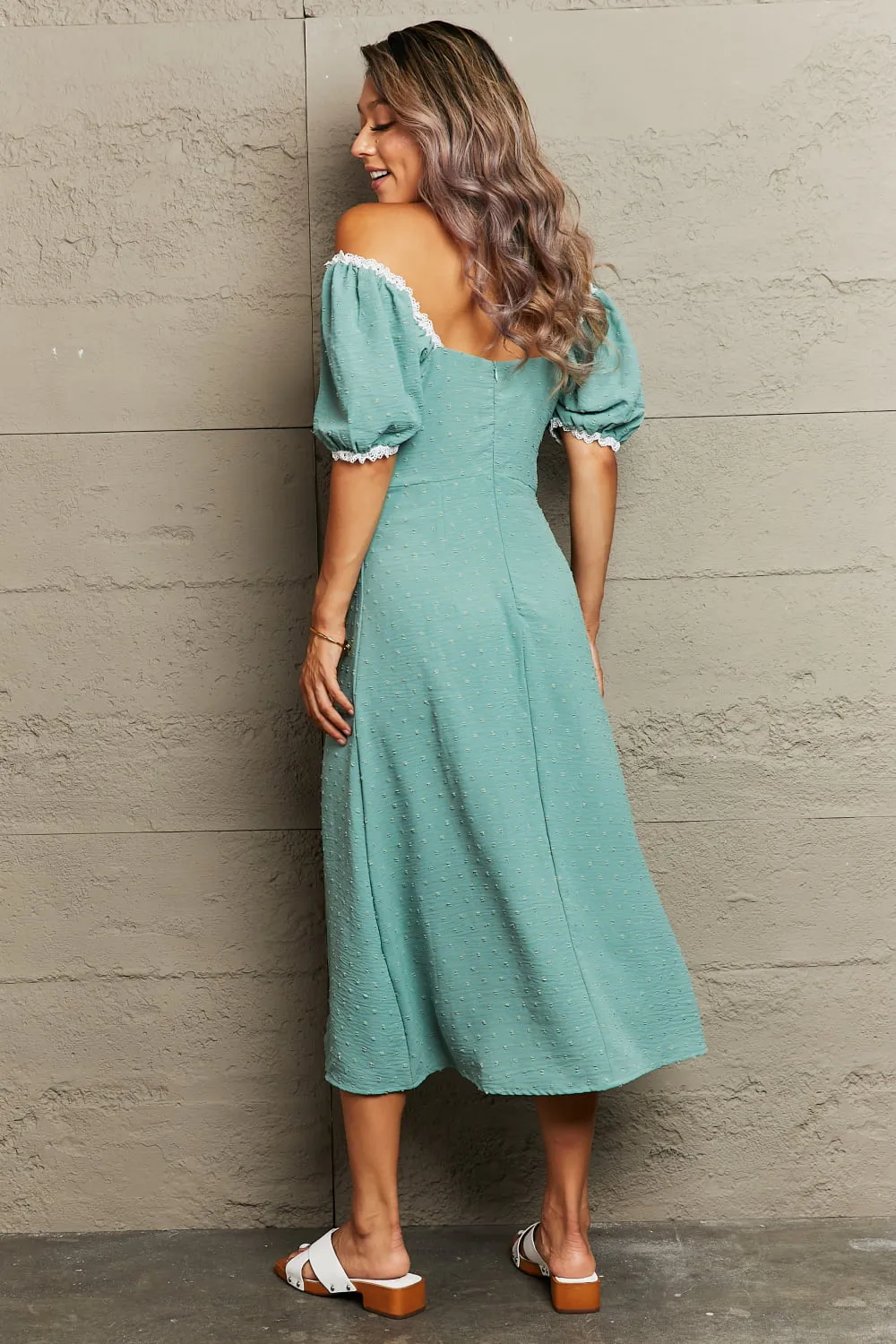 Swiss Dot Slit Off-Shoulder Dress, image 2
