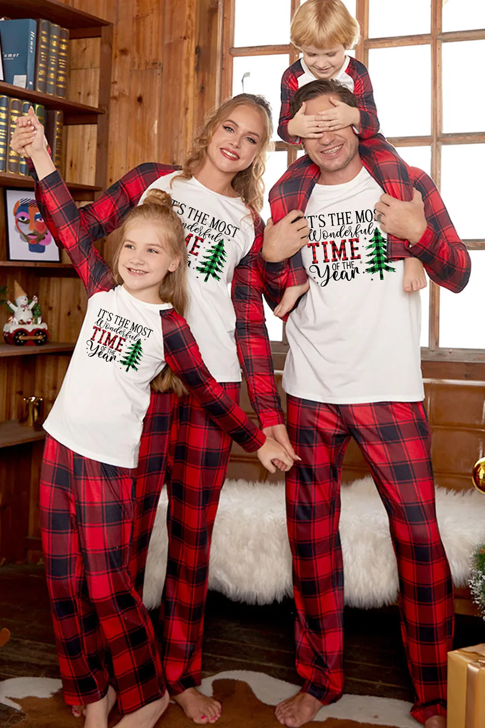 Slogan Graphic Top and Plaid Pants Set, image 3