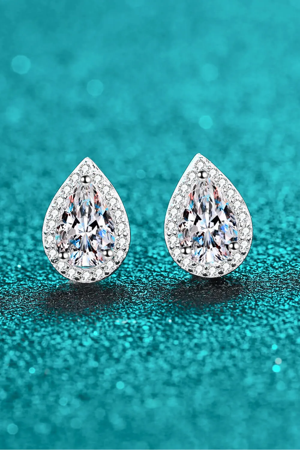 Moissanite Teardrop Stud Earrings, image 4