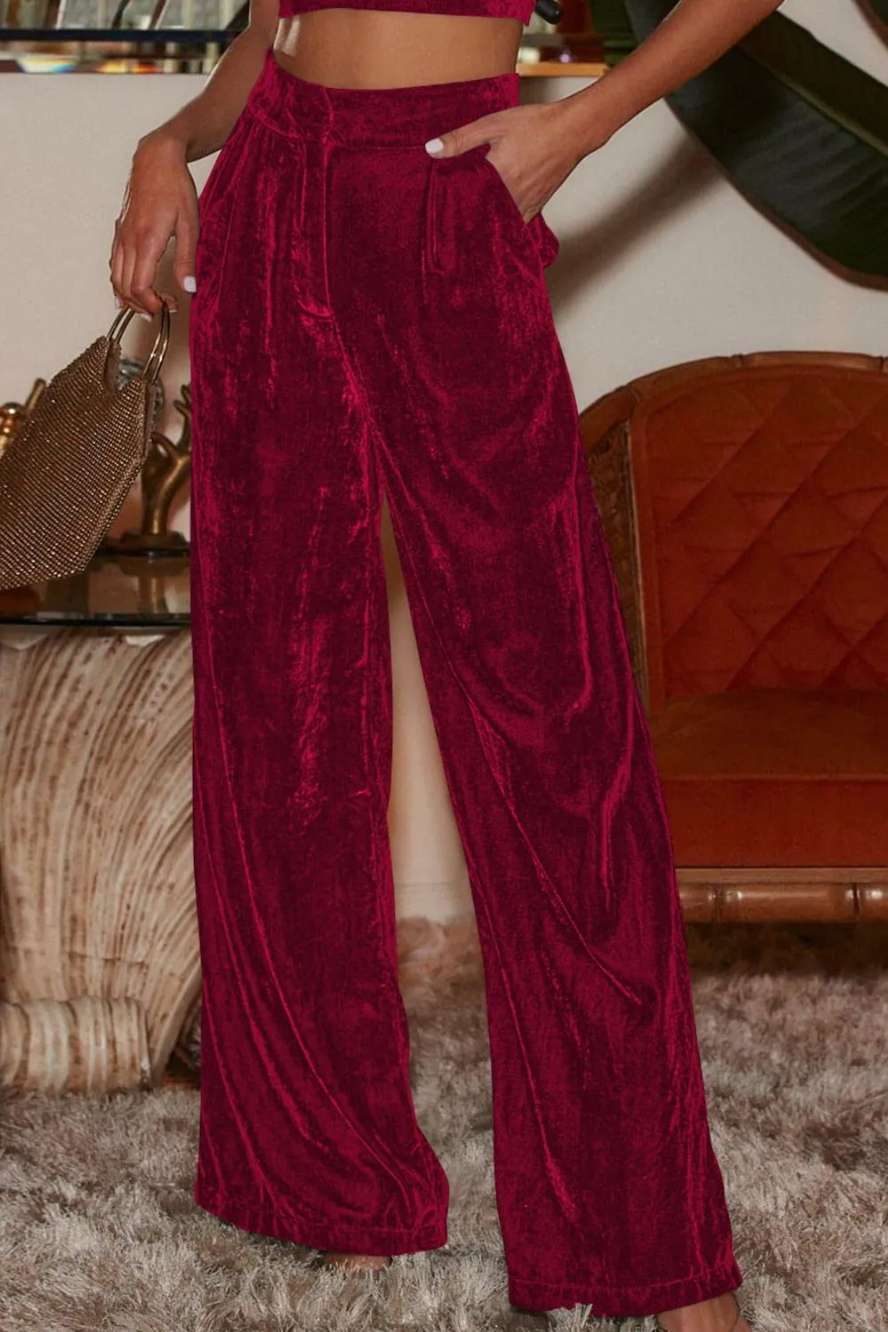 Loose Fit High Waist Long Pants with Pockets, image 15