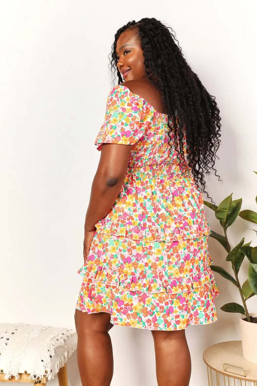 Smocked Sweetheart Neck Flounce Sleeve Mini Dress, image 9