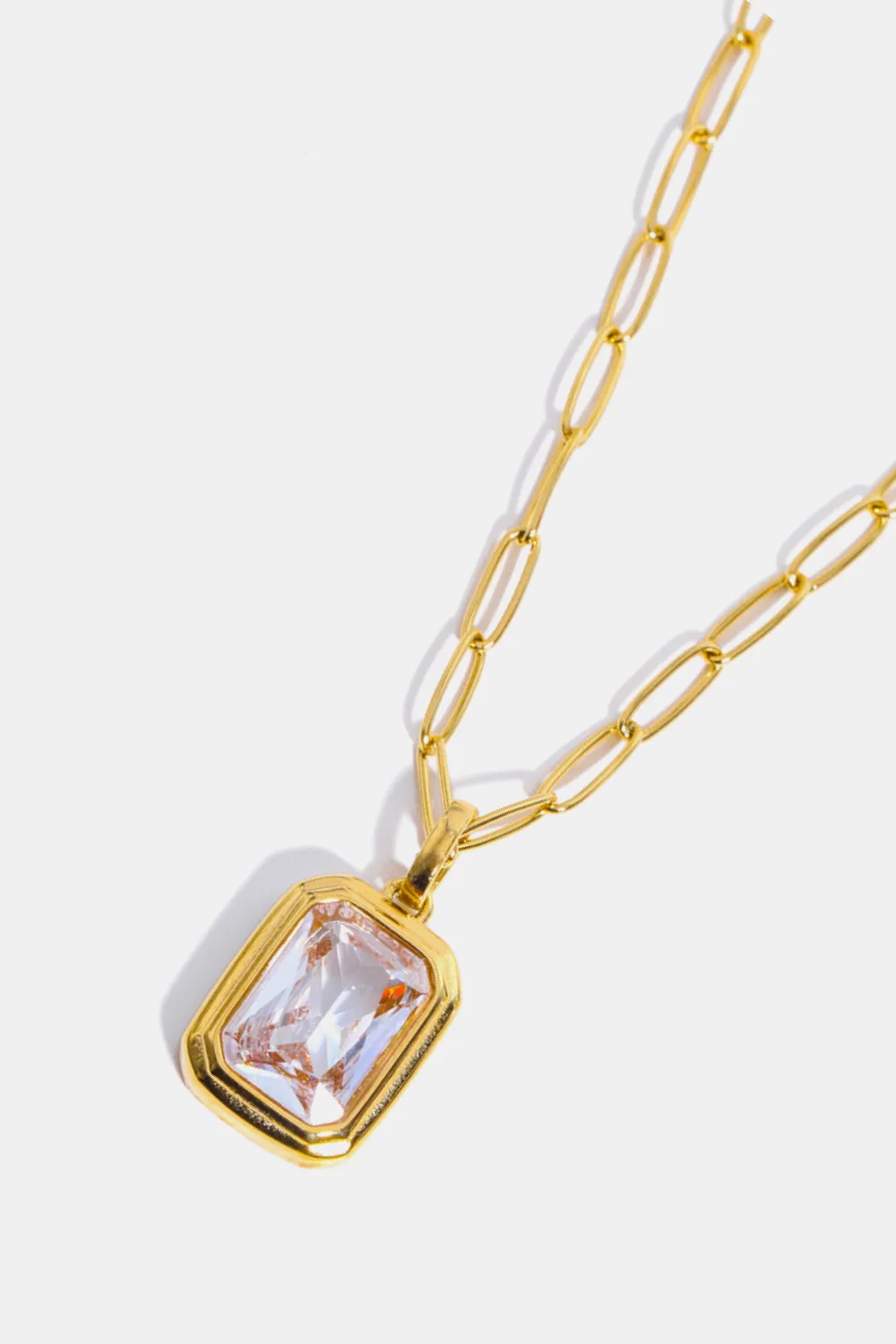 Zircon 18K Gold-Plated Geometrical Shape Pendant Necklace, image 7