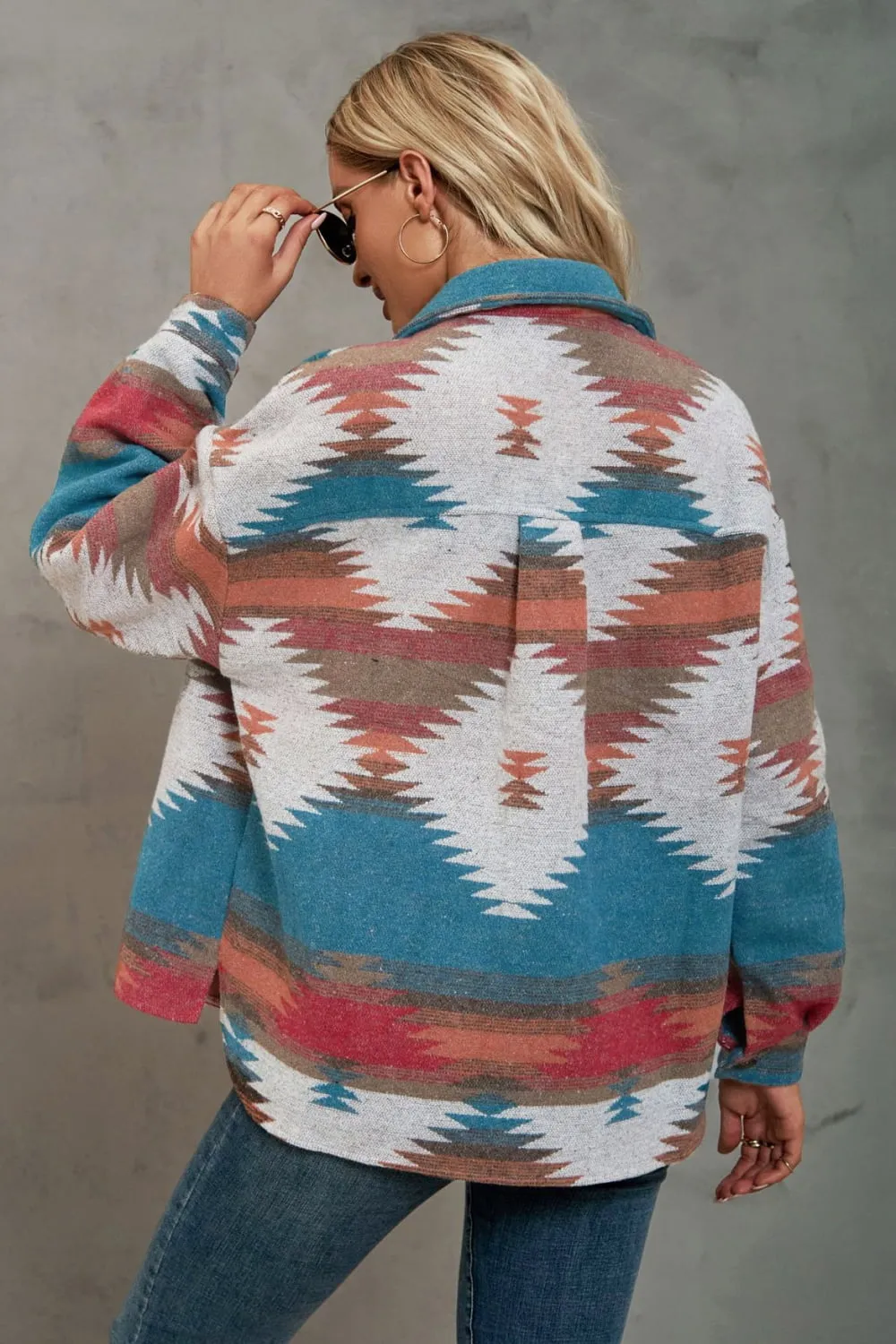 Printed Collared Neck Jacket, image 3