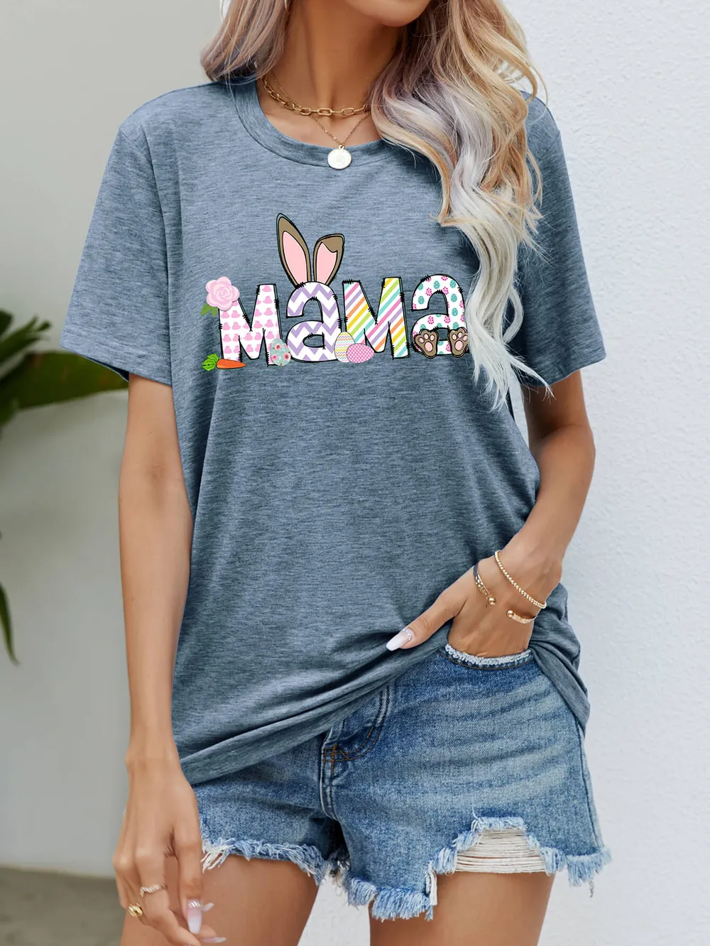 Easter MAMA Graphic Round Neck T-Shirt, image 7