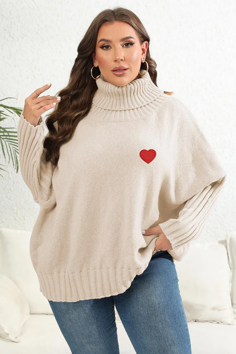 Plus Size Turtle Neck Long Sleeve Sweater, image 13