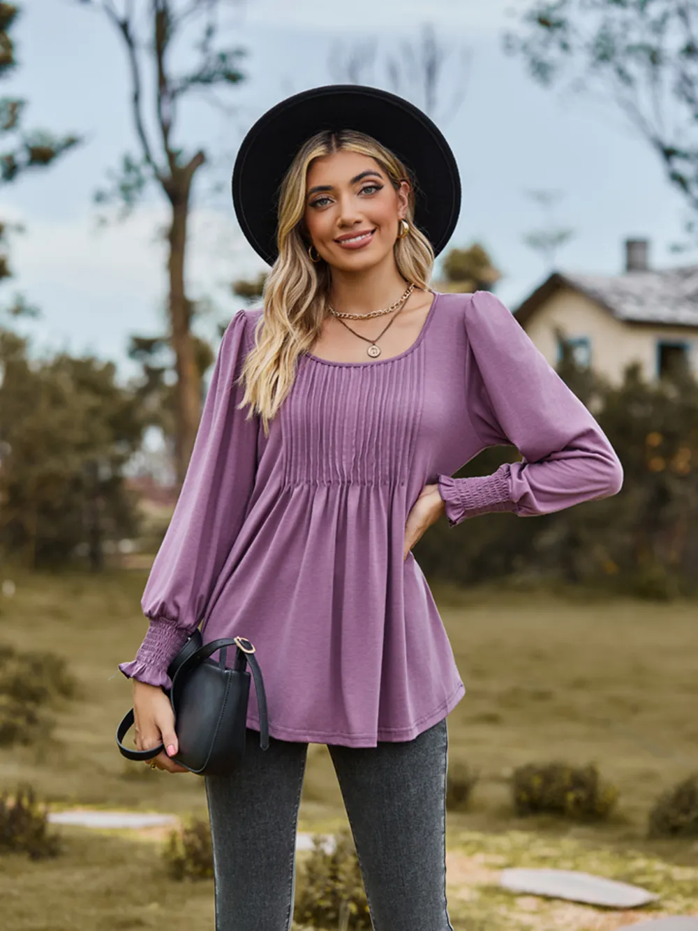 Puff Sleeve Pleated Blouse, image 4