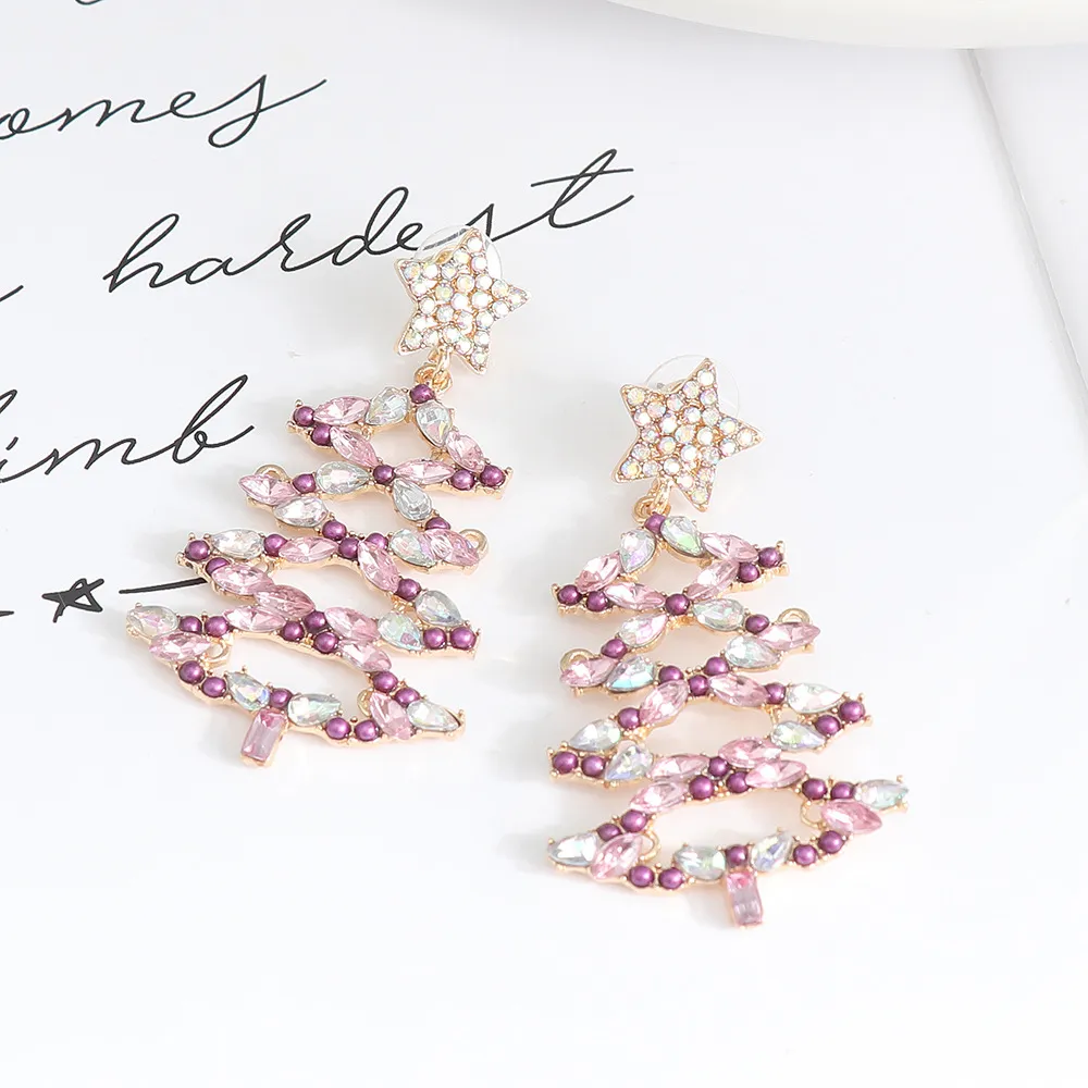 Christmas Tree Rhinestone Alloy Earrings, image 6