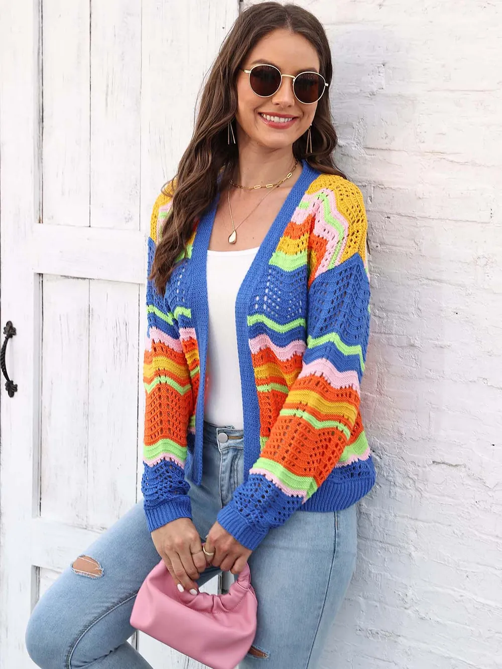 Open Front Openwork Cardigan, image 4