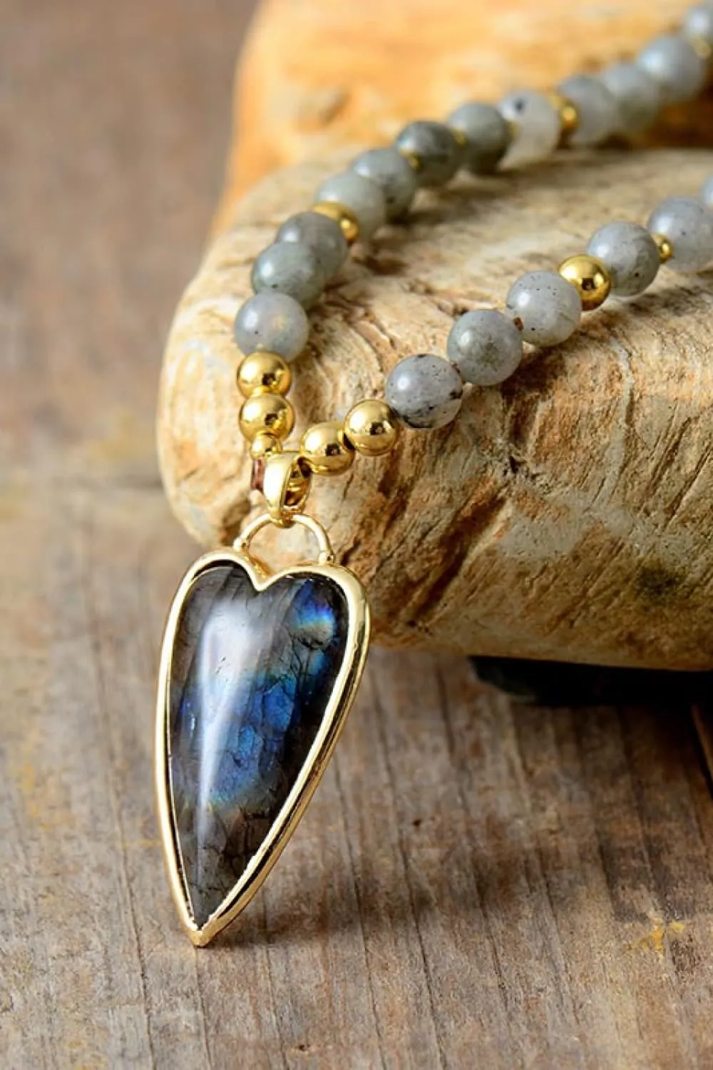 Natural Stone Pendant Beaded Necklace, image 3